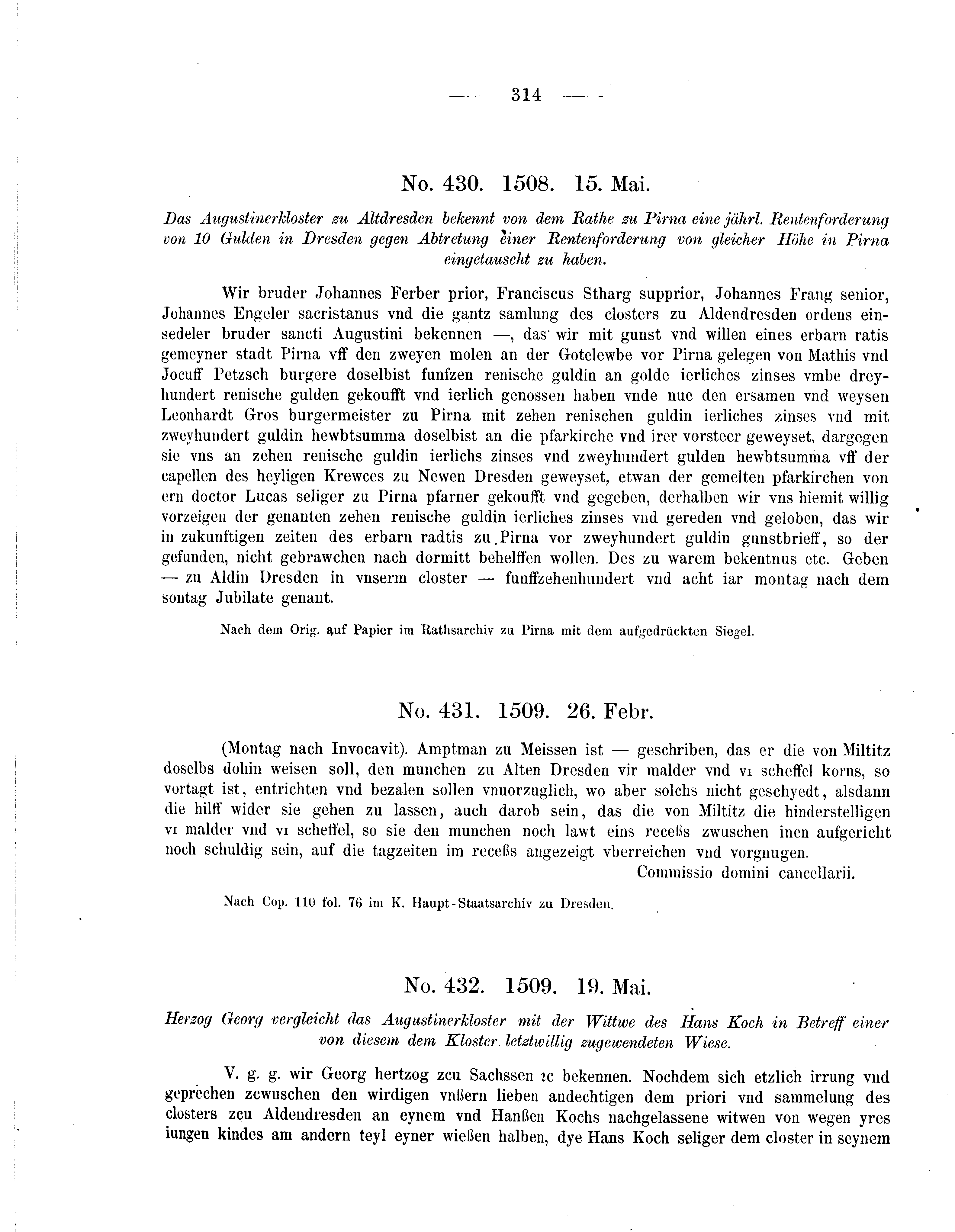 Historische Urkunde Seite 314 aus Band cds2_05