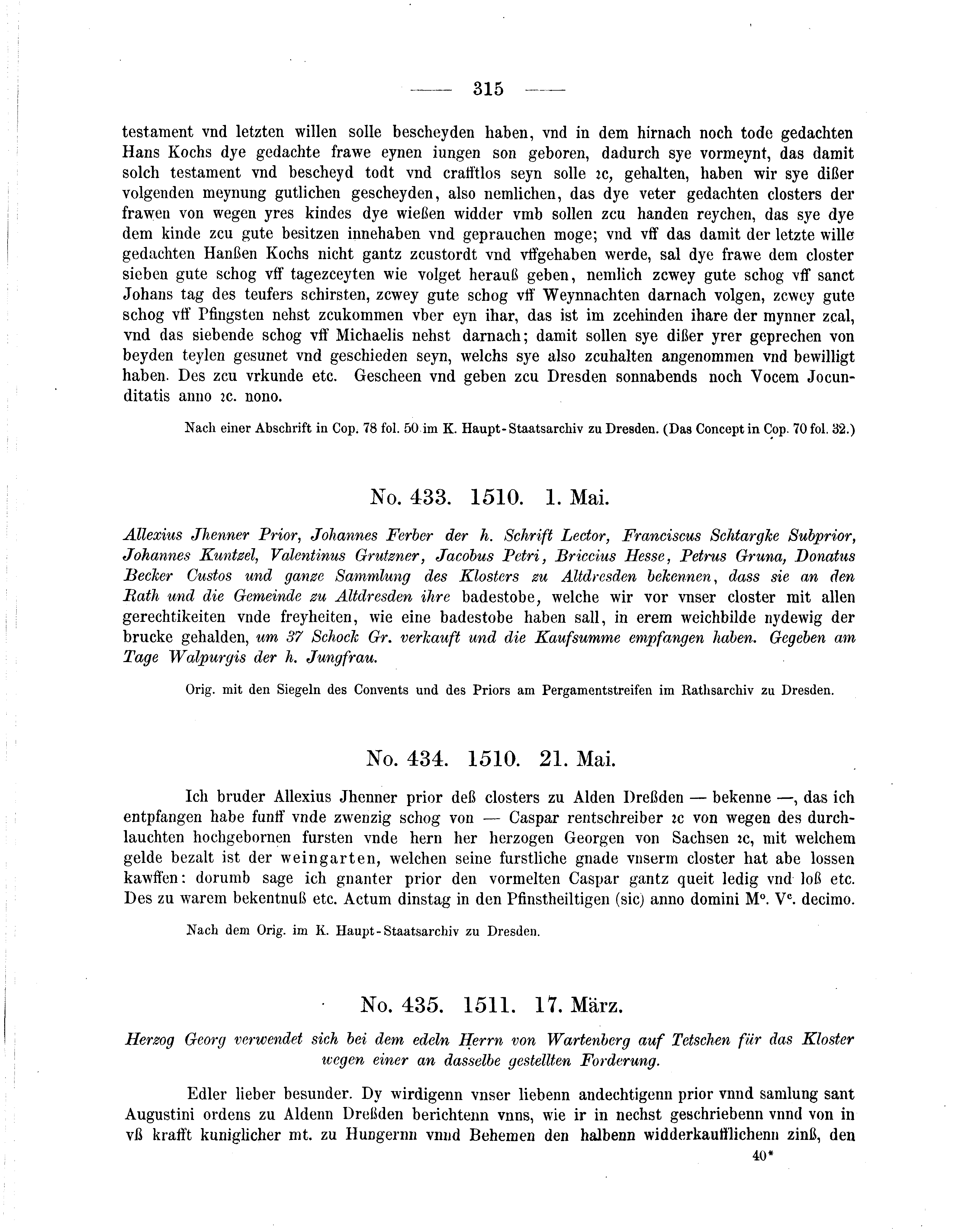 Historische Urkunde Seite 315 aus Band cds2_05