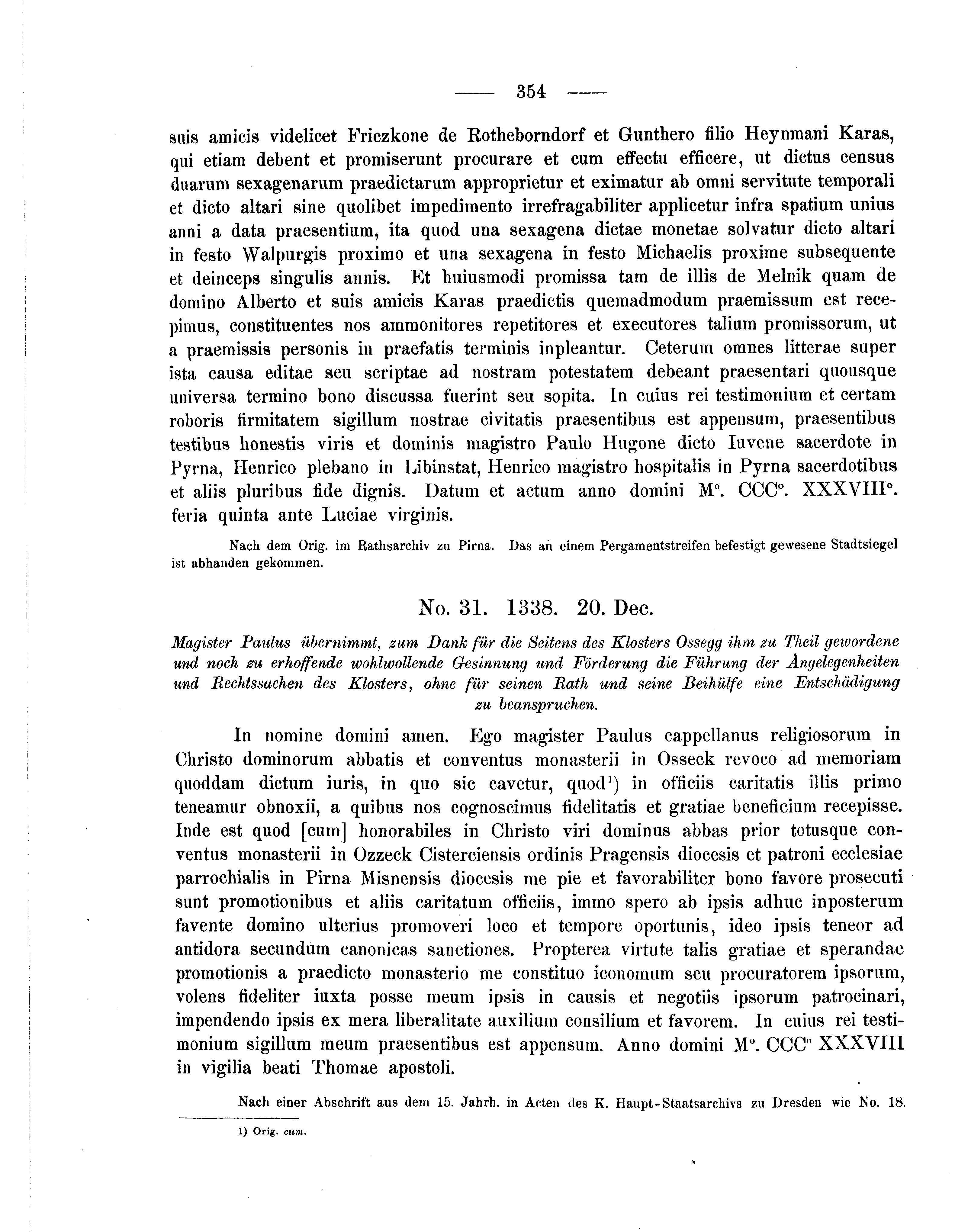 Historische Urkunde Seite 354 aus Band cds2_05