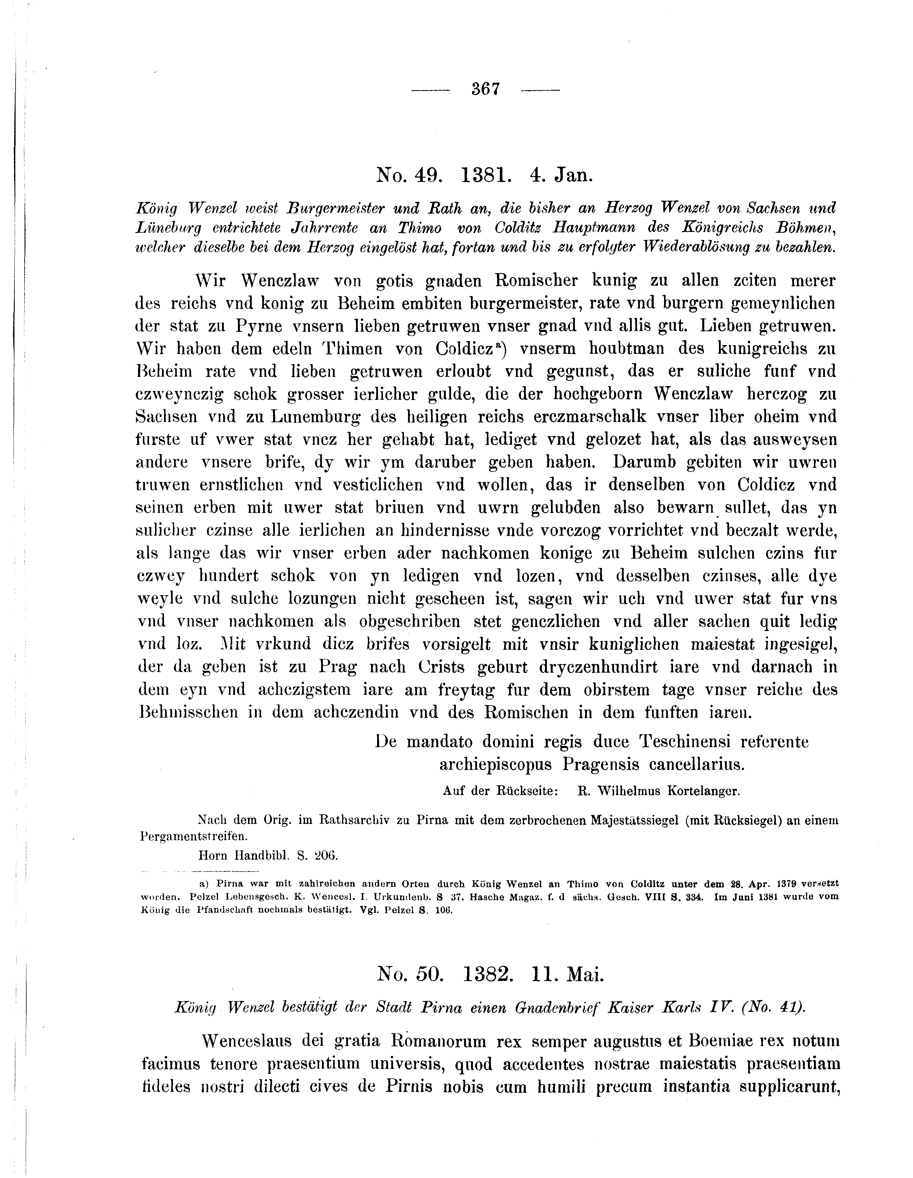 Historische Urkunde Seite 367 aus Band cds2_05