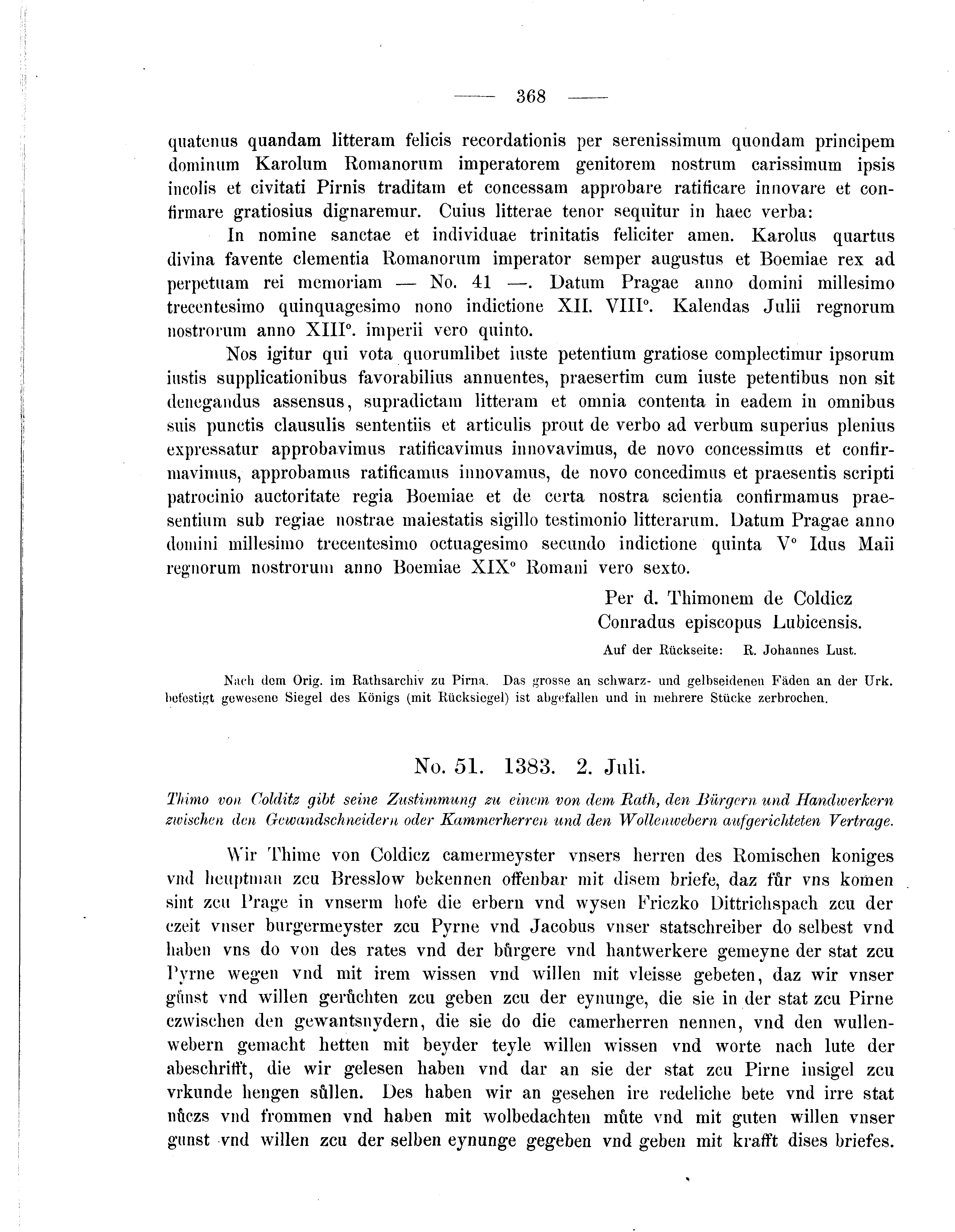 Historische Urkunde Seite 368 aus Band cds2_05