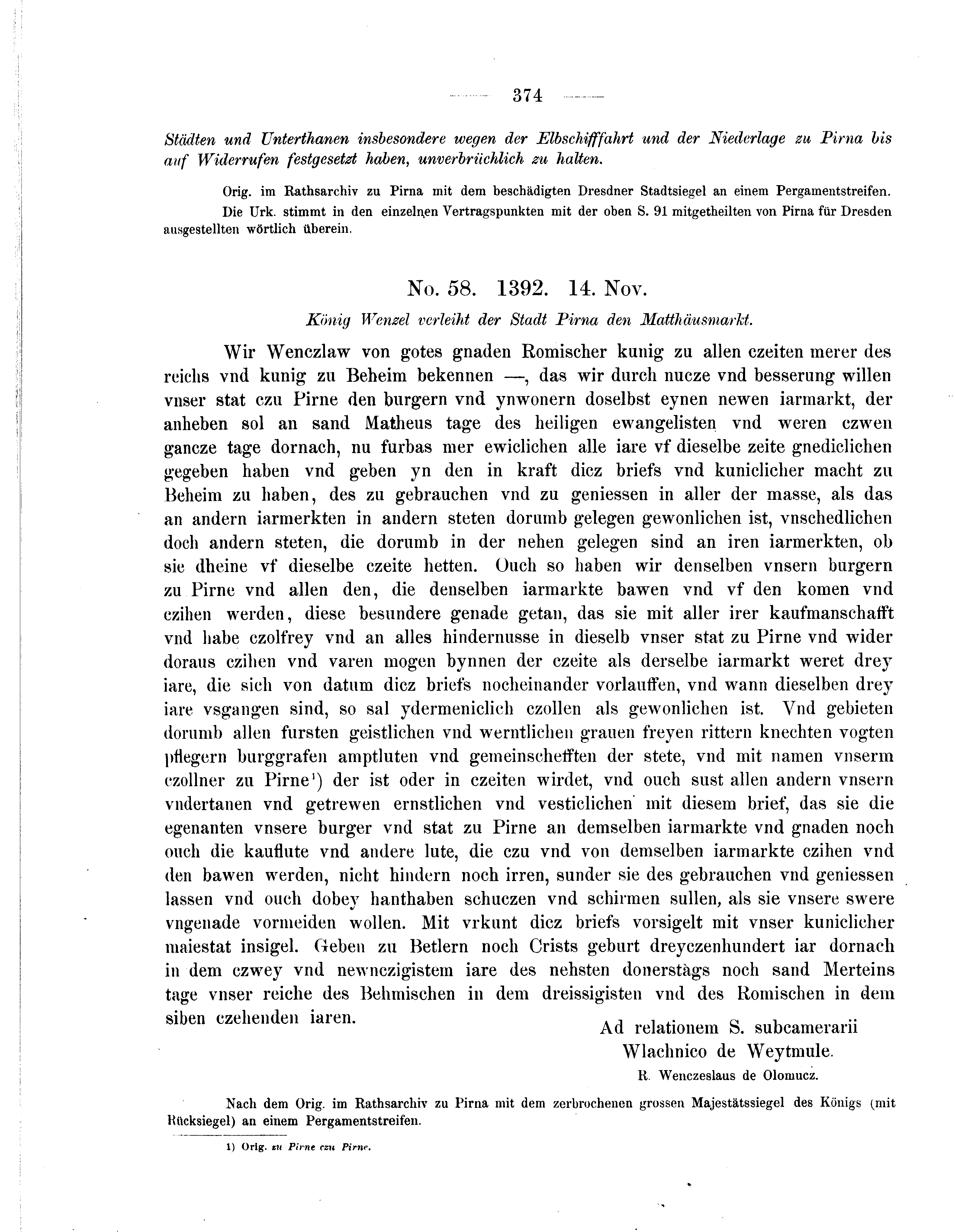 Historische Urkunde Seite 374 aus Band cds2_05