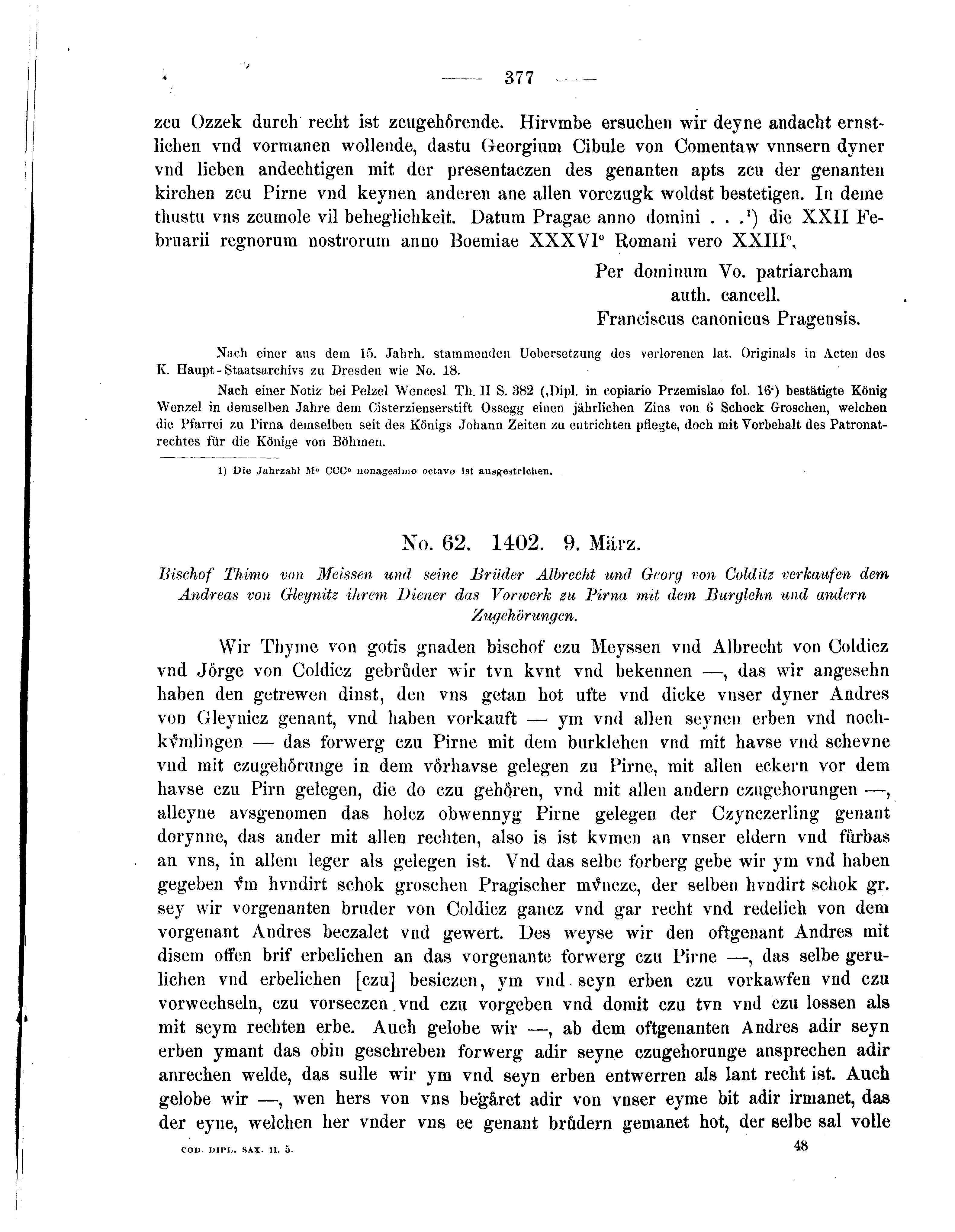 Historische Urkunde Seite 377 aus Band cds2_05