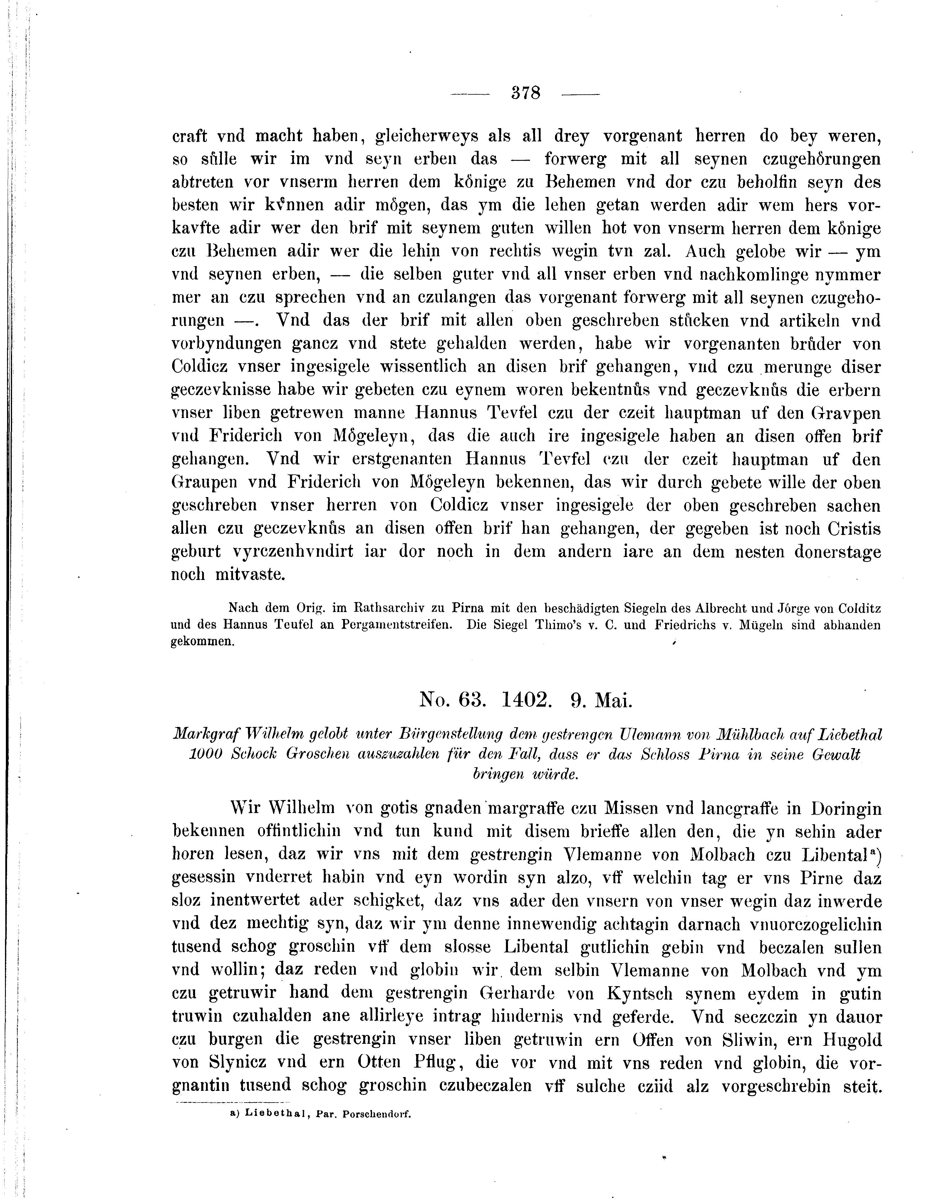 Historische Urkunde Seite 378 aus Band cds2_05