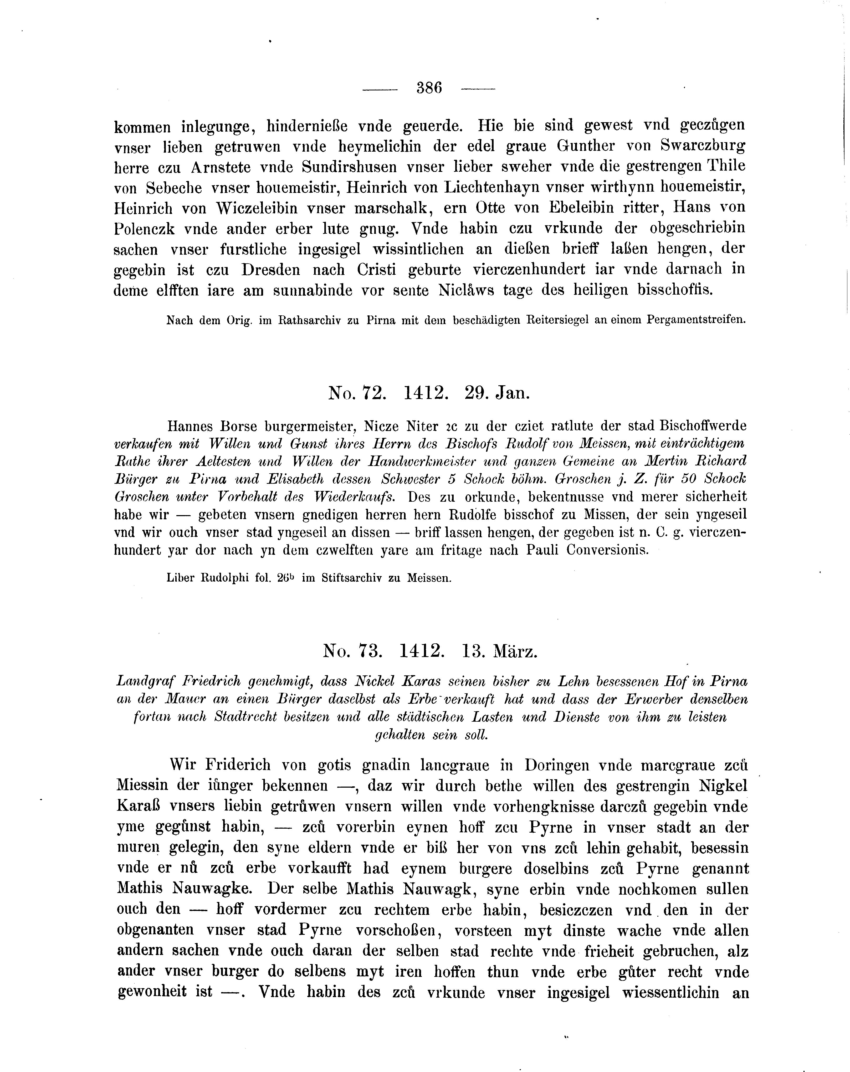 Historische Urkunde Seite 386 aus Band cds2_05