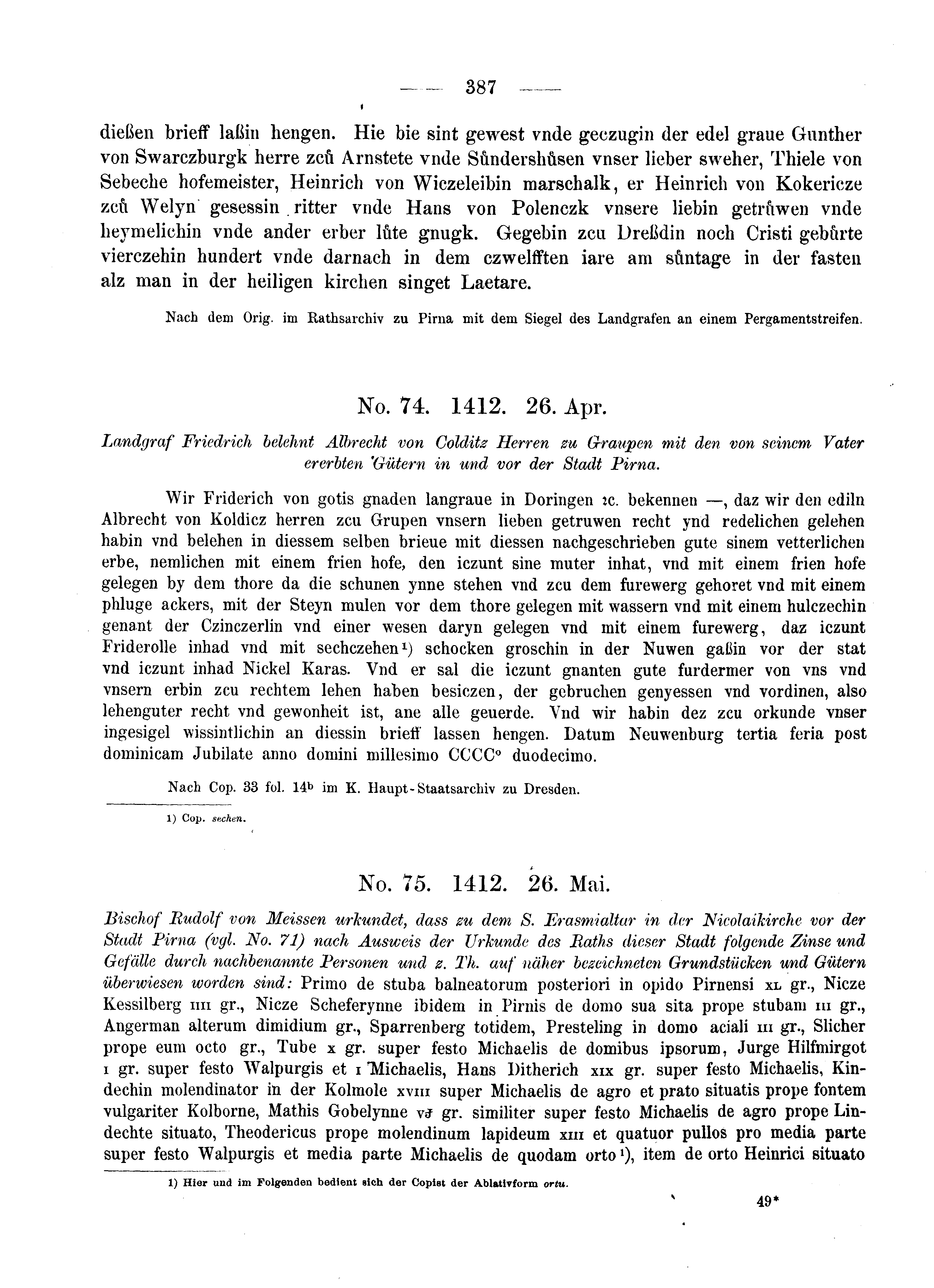 Historische Urkunde Seite 387 aus Band cds2_05