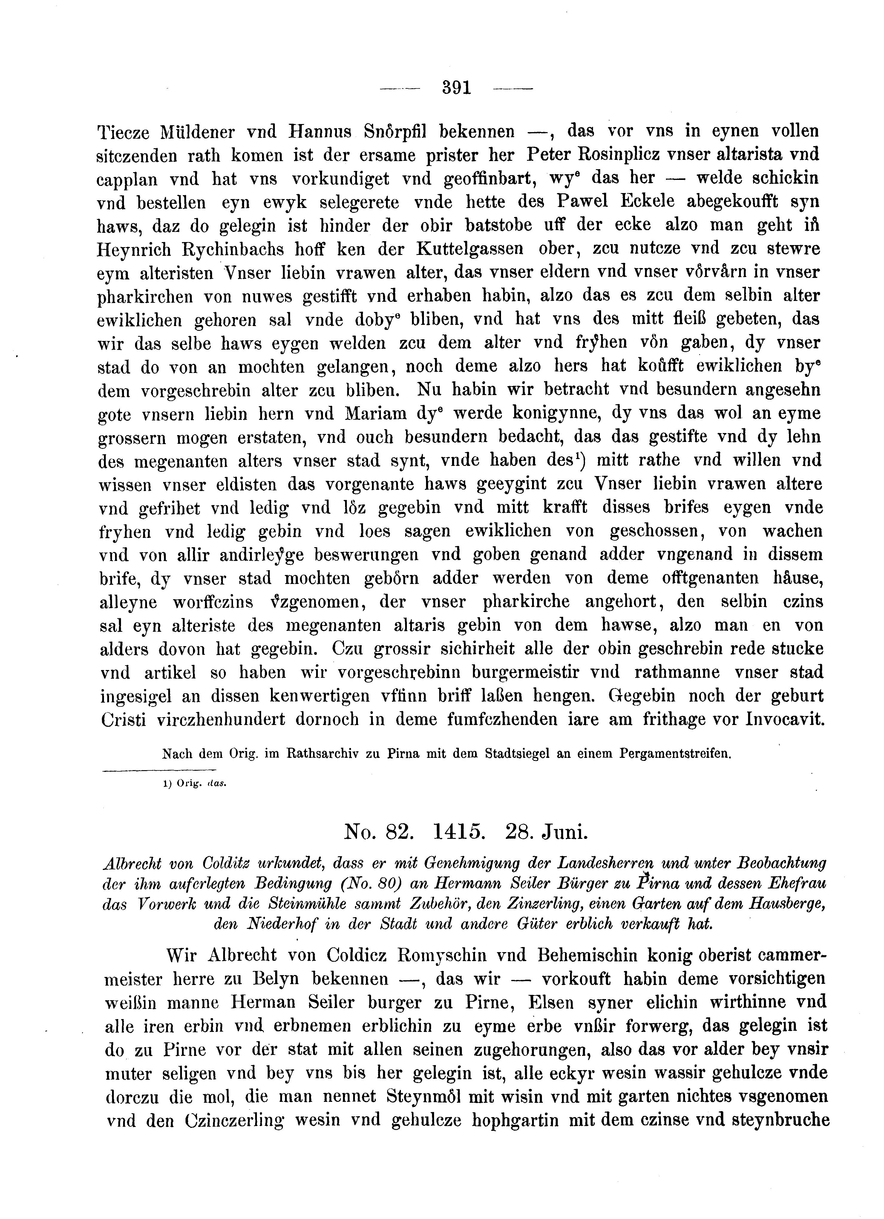 Historische Urkunde Seite 391 aus Band cds2_05