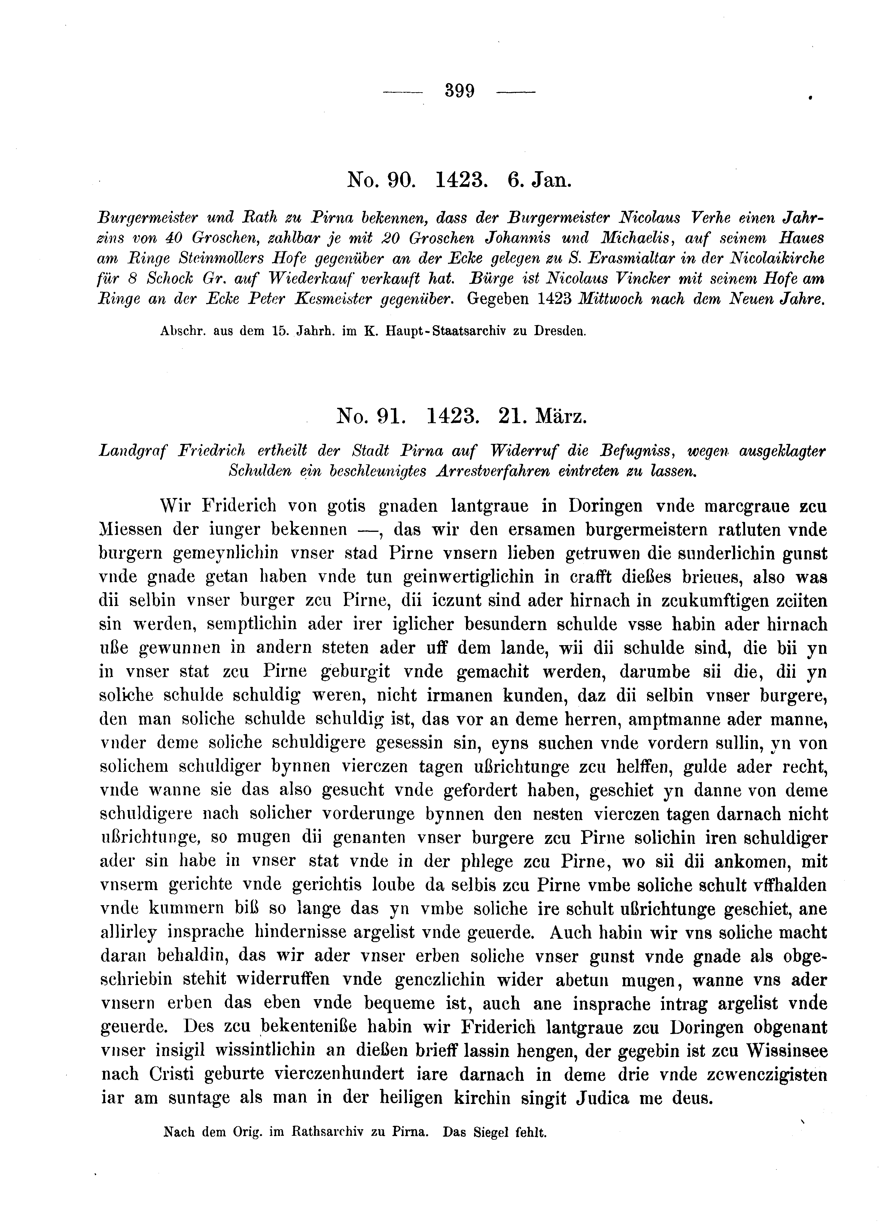 Historische Urkunde Seite 399 aus Band cds2_05