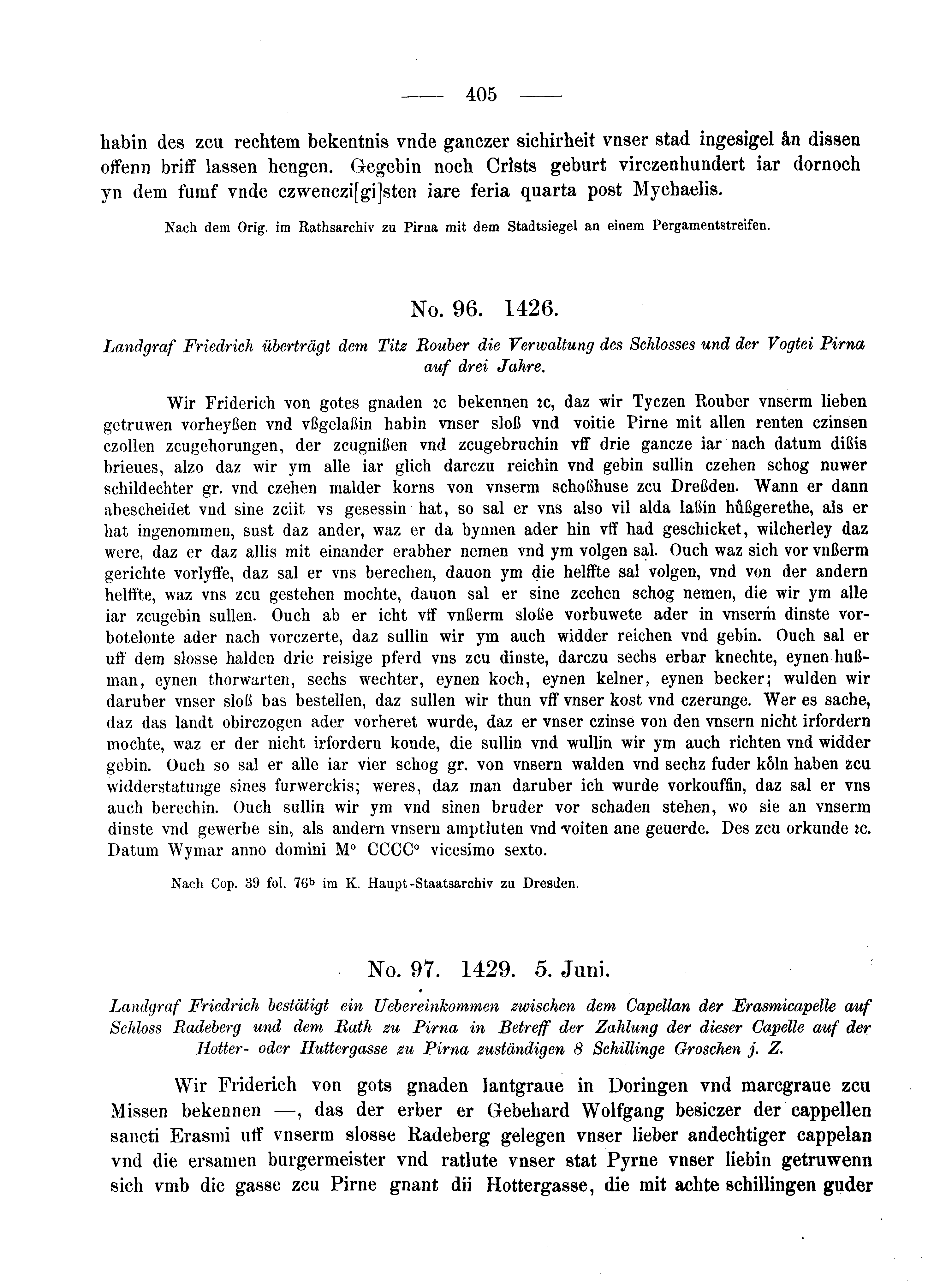 Historische Urkunde Seite 405 aus Band cds2_05