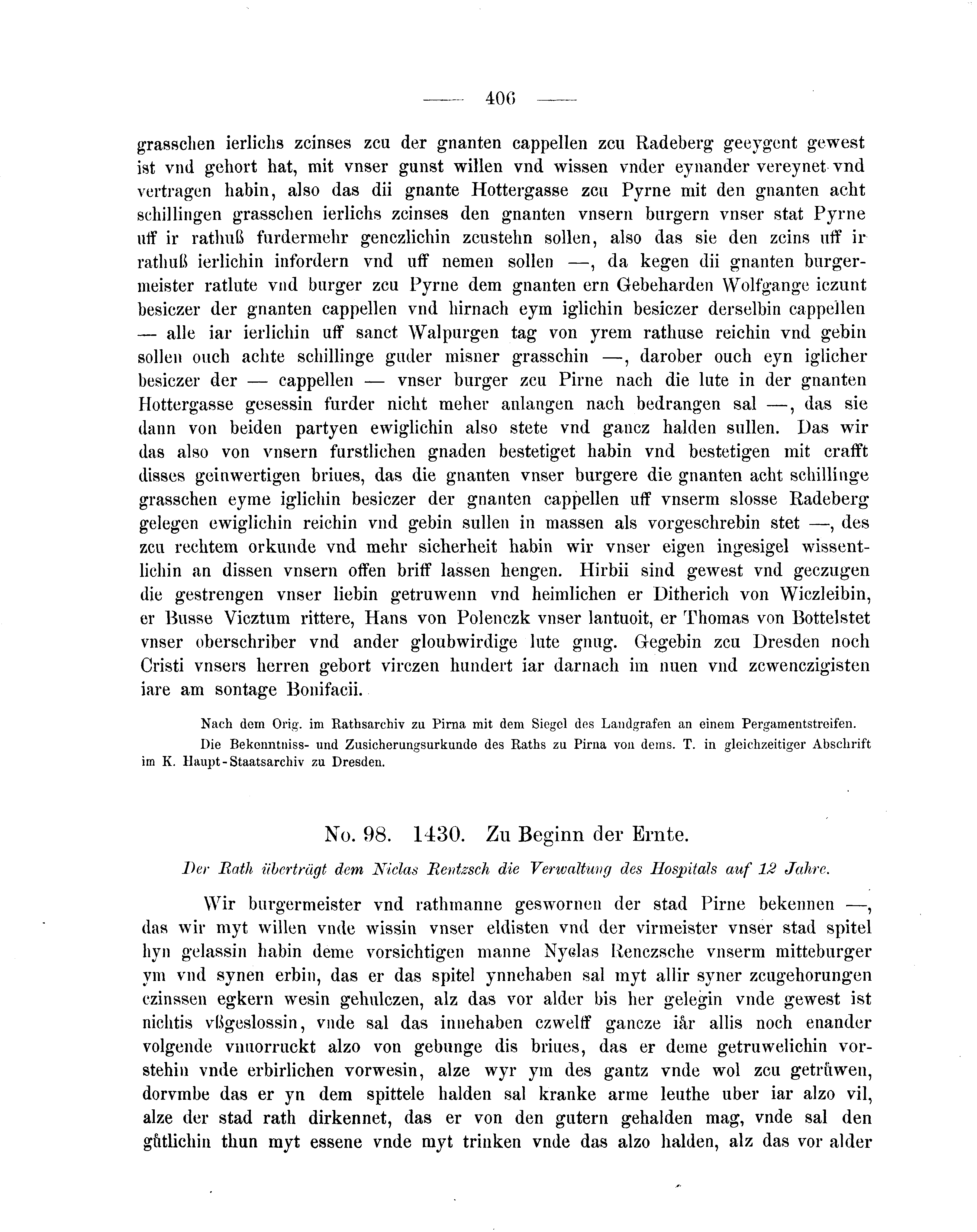 Historische Urkunde Seite 406 aus Band cds2_05