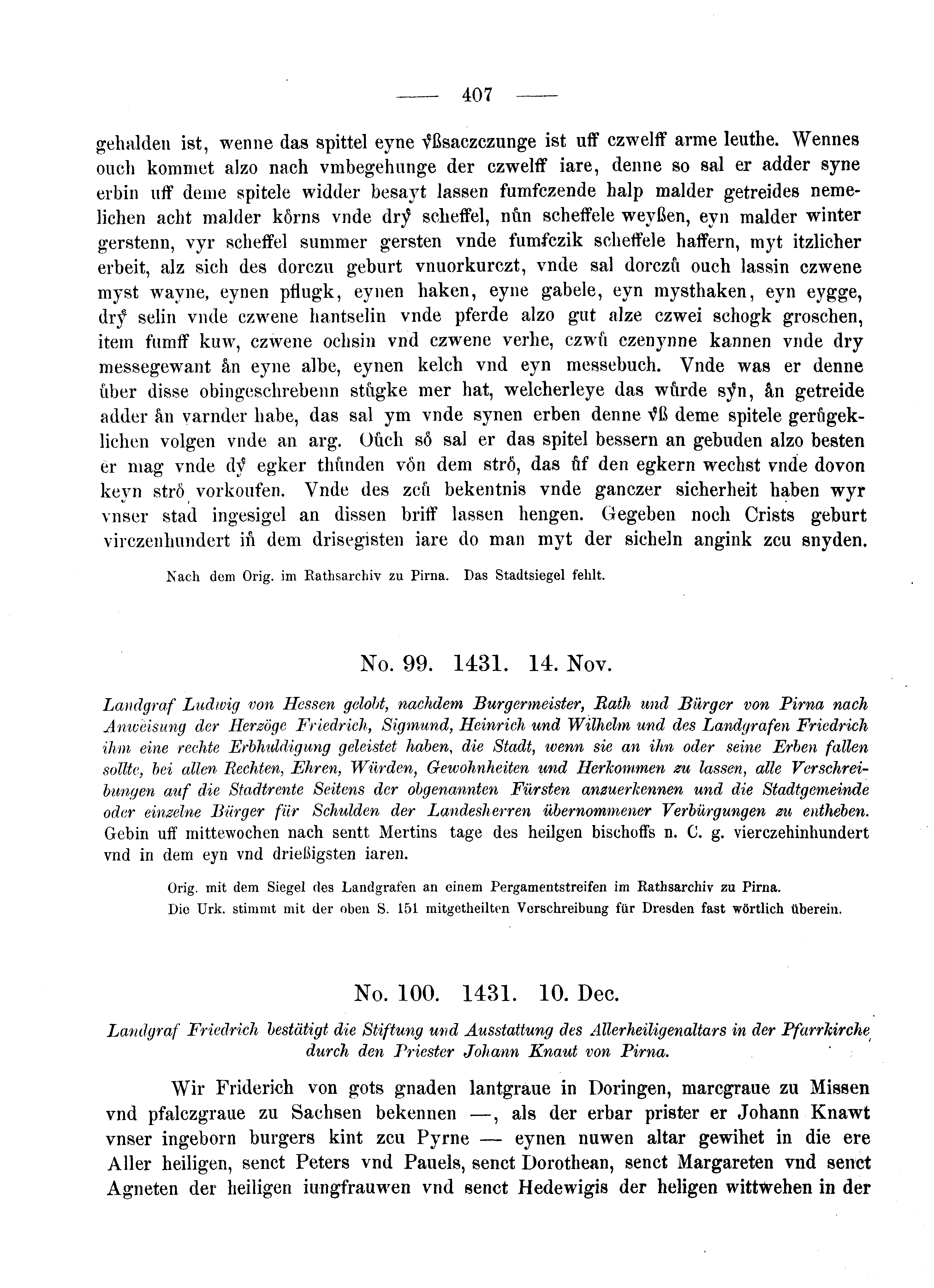 Historische Urkunde Seite 407 aus Band cds2_05