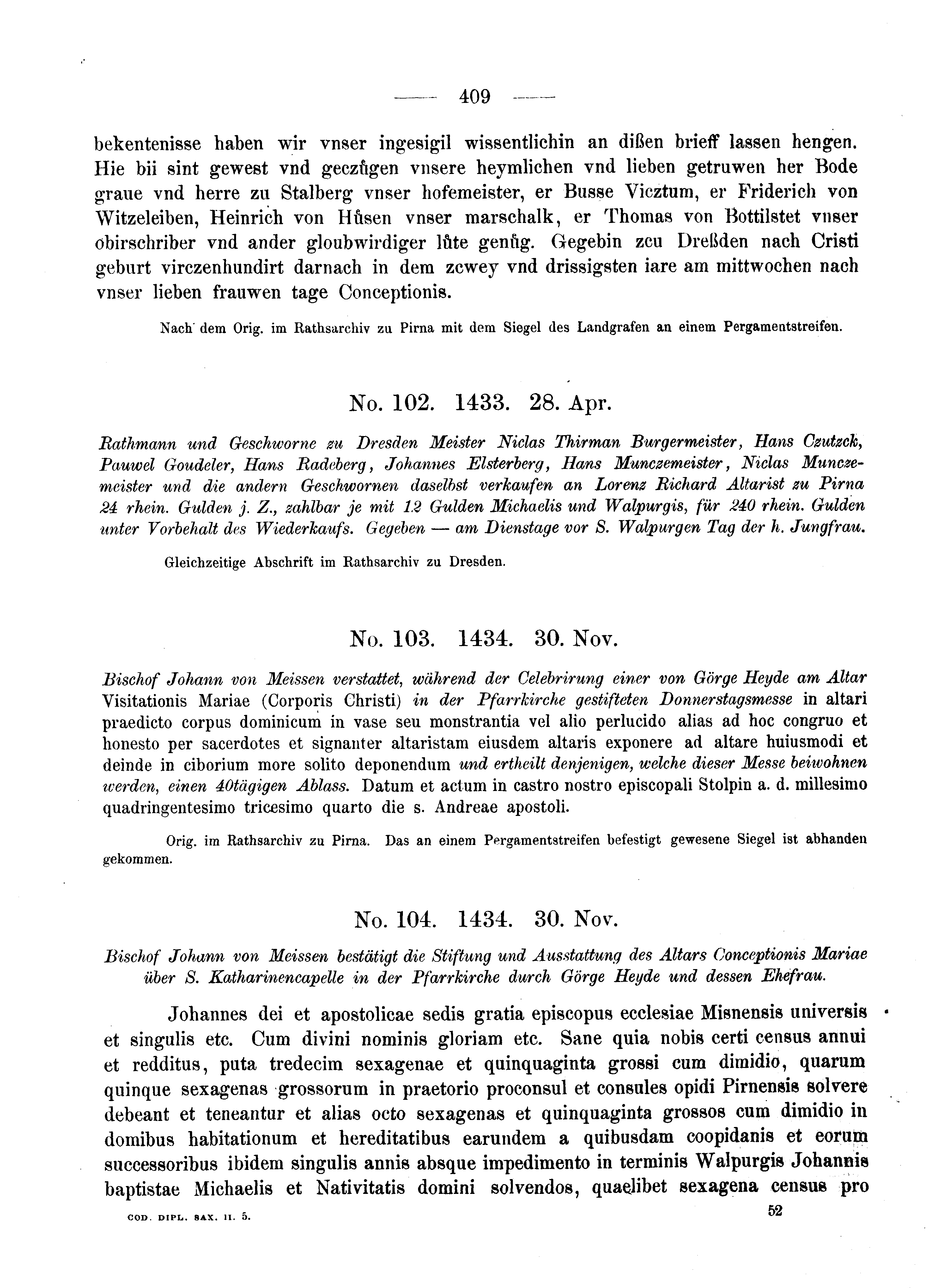Historische Urkunde Seite 409 aus Band cds2_05
