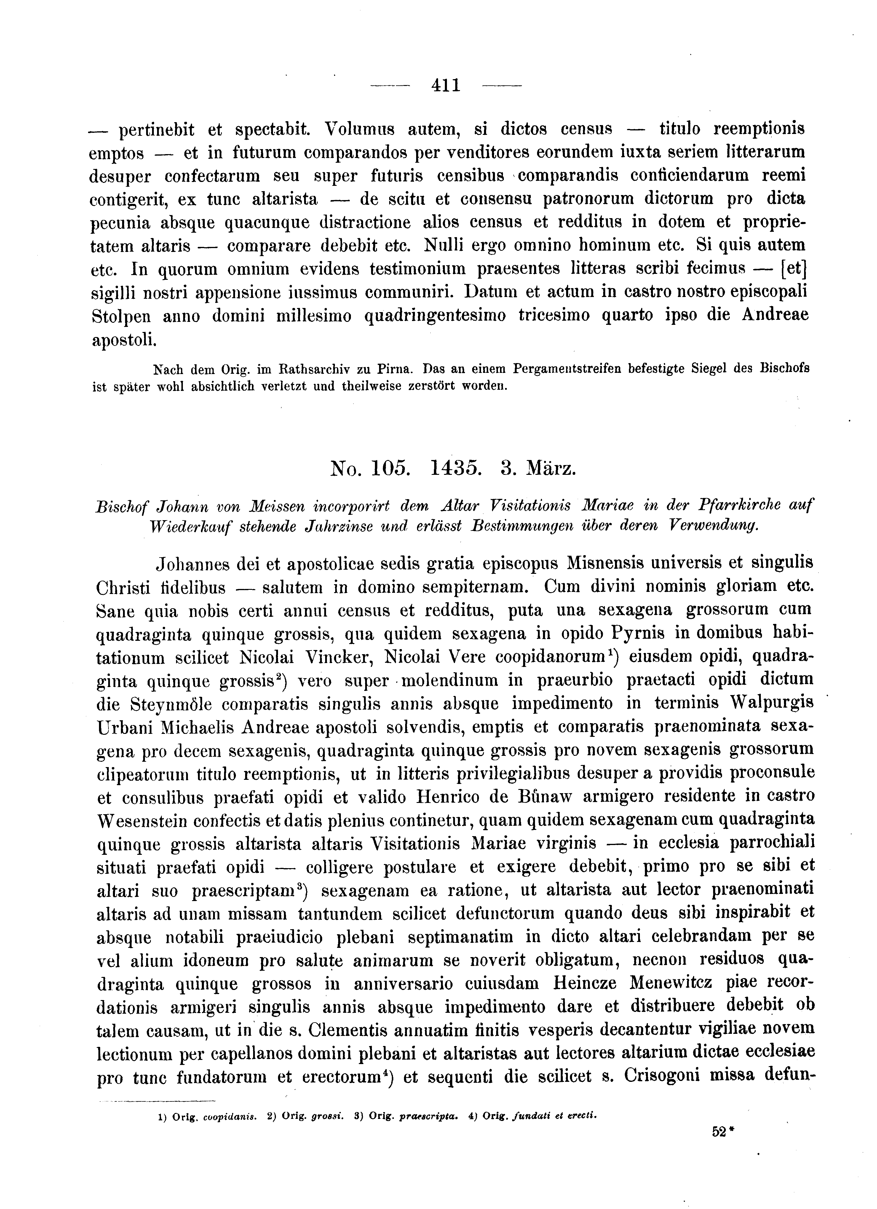 Historische Urkunde Seite 411 aus Band cds2_05