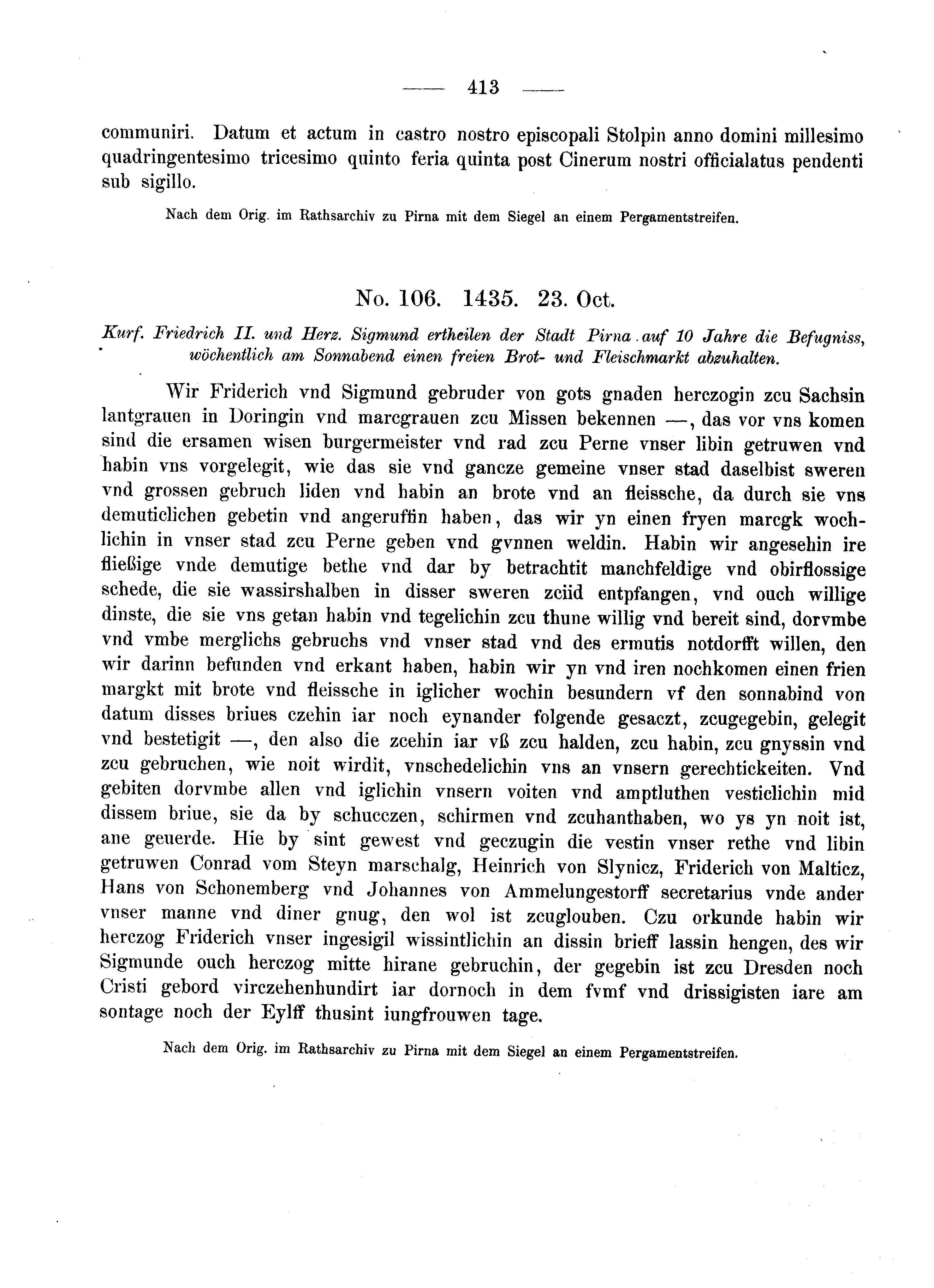 Historische Urkunde Seite 413 aus Band cds2_05