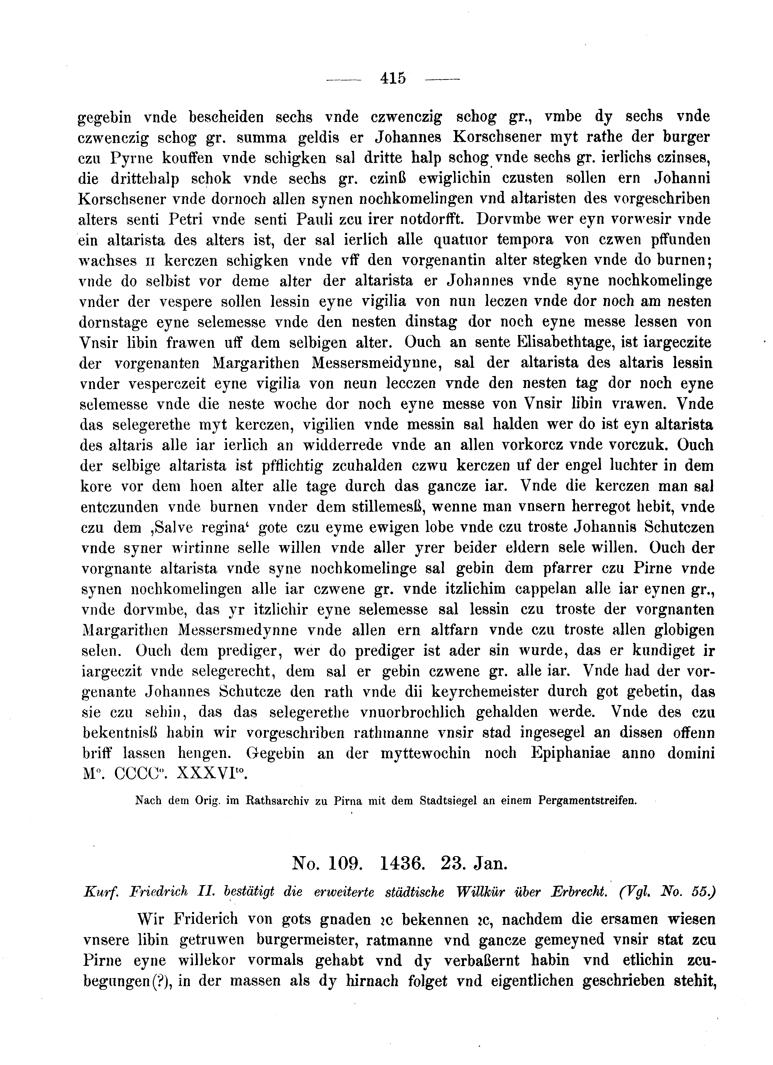 Historische Urkunde Seite 415 aus Band cds2_05