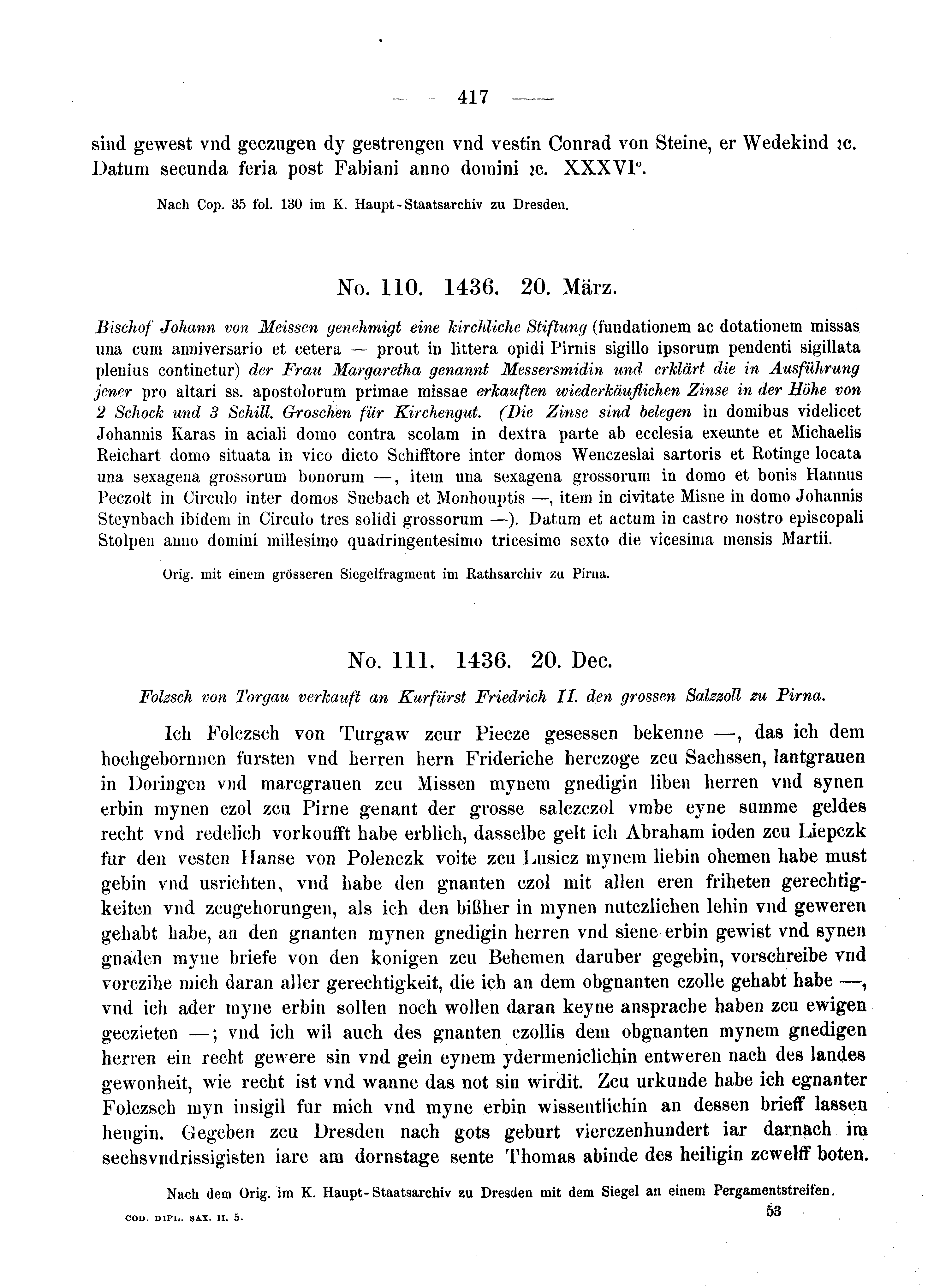 Historische Urkunde Seite 417 aus Band cds2_05