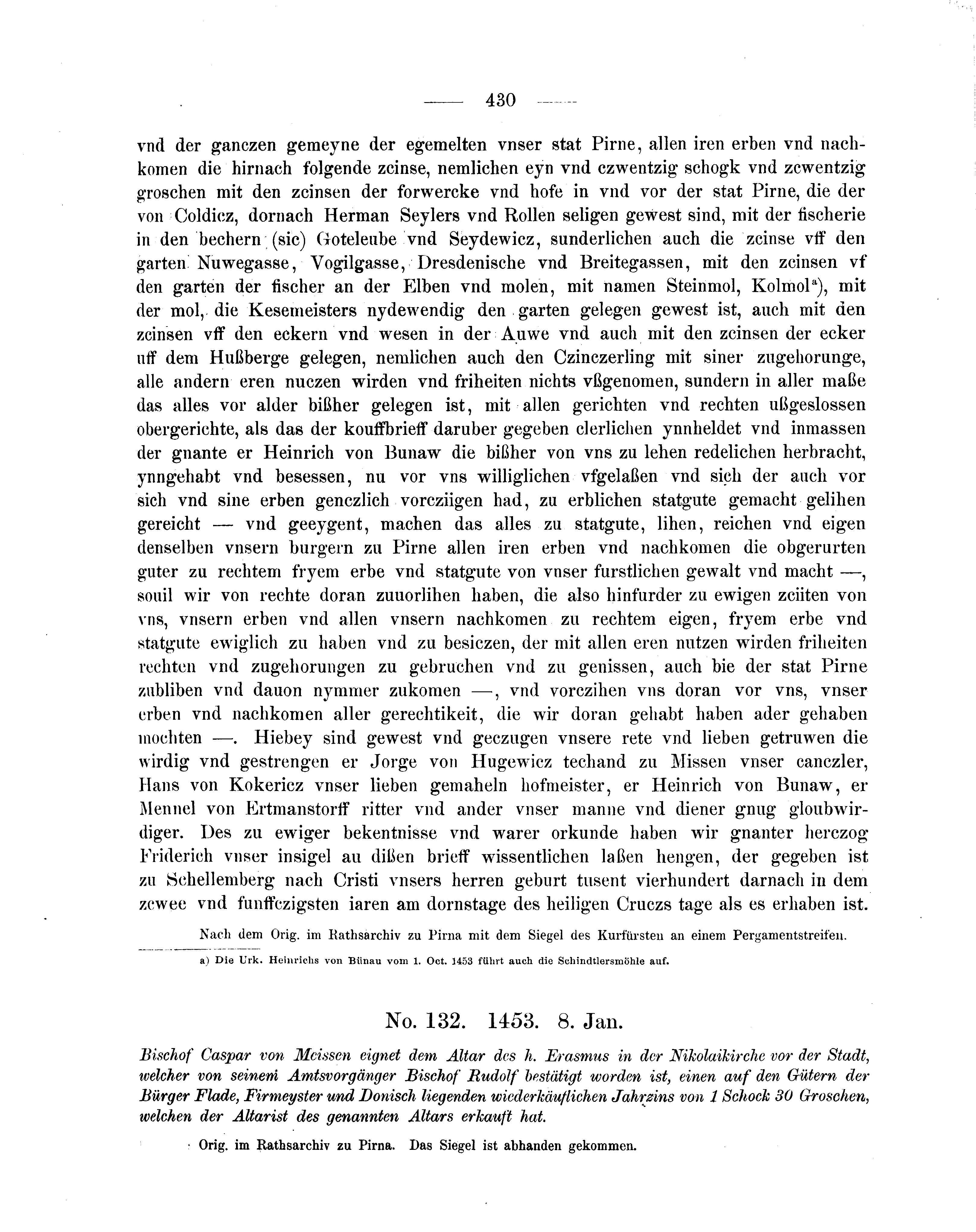 Historische Urkunde Seite 430 aus Band cds2_05