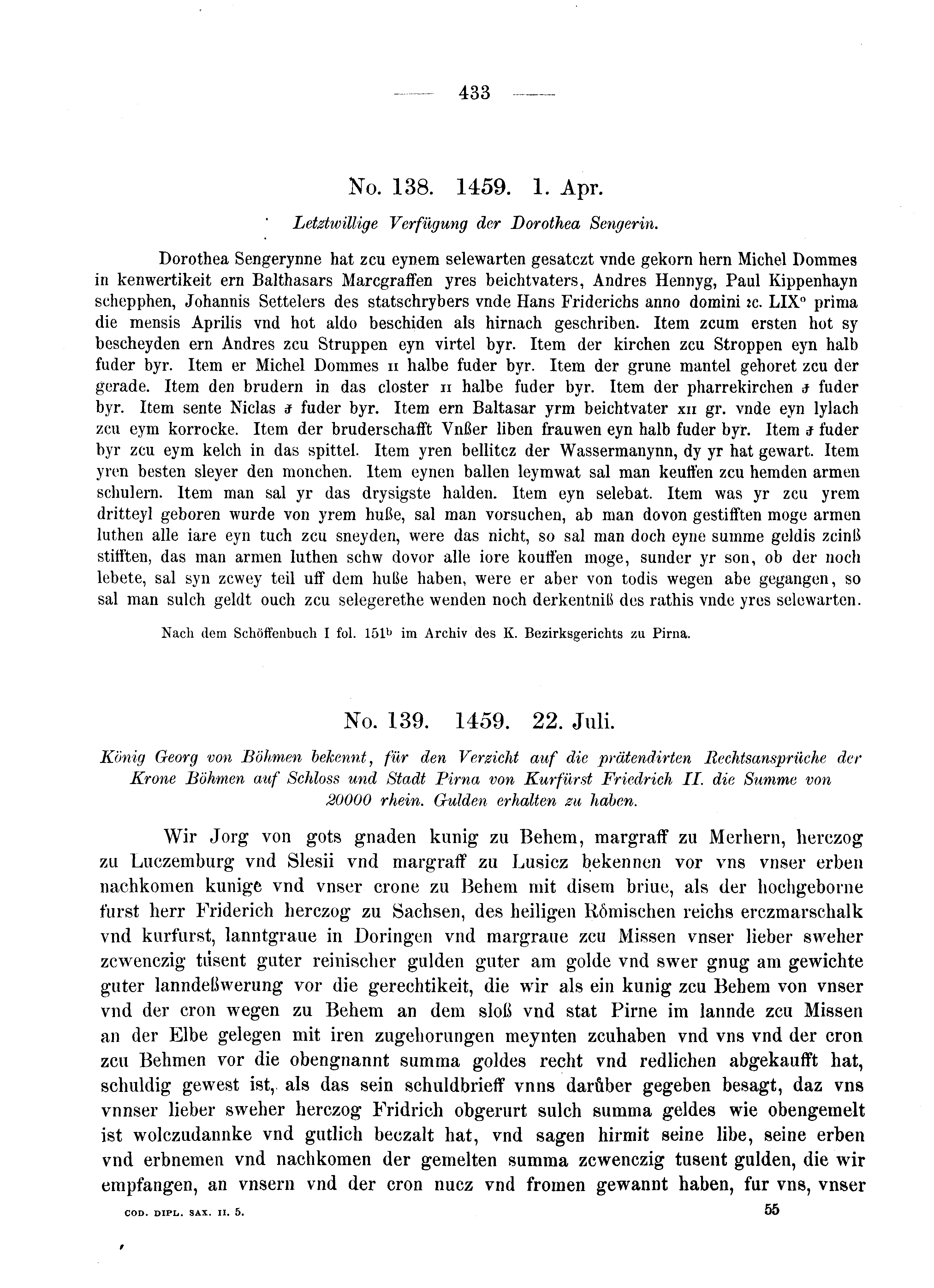 Historische Urkunde Seite 433 aus Band cds2_05