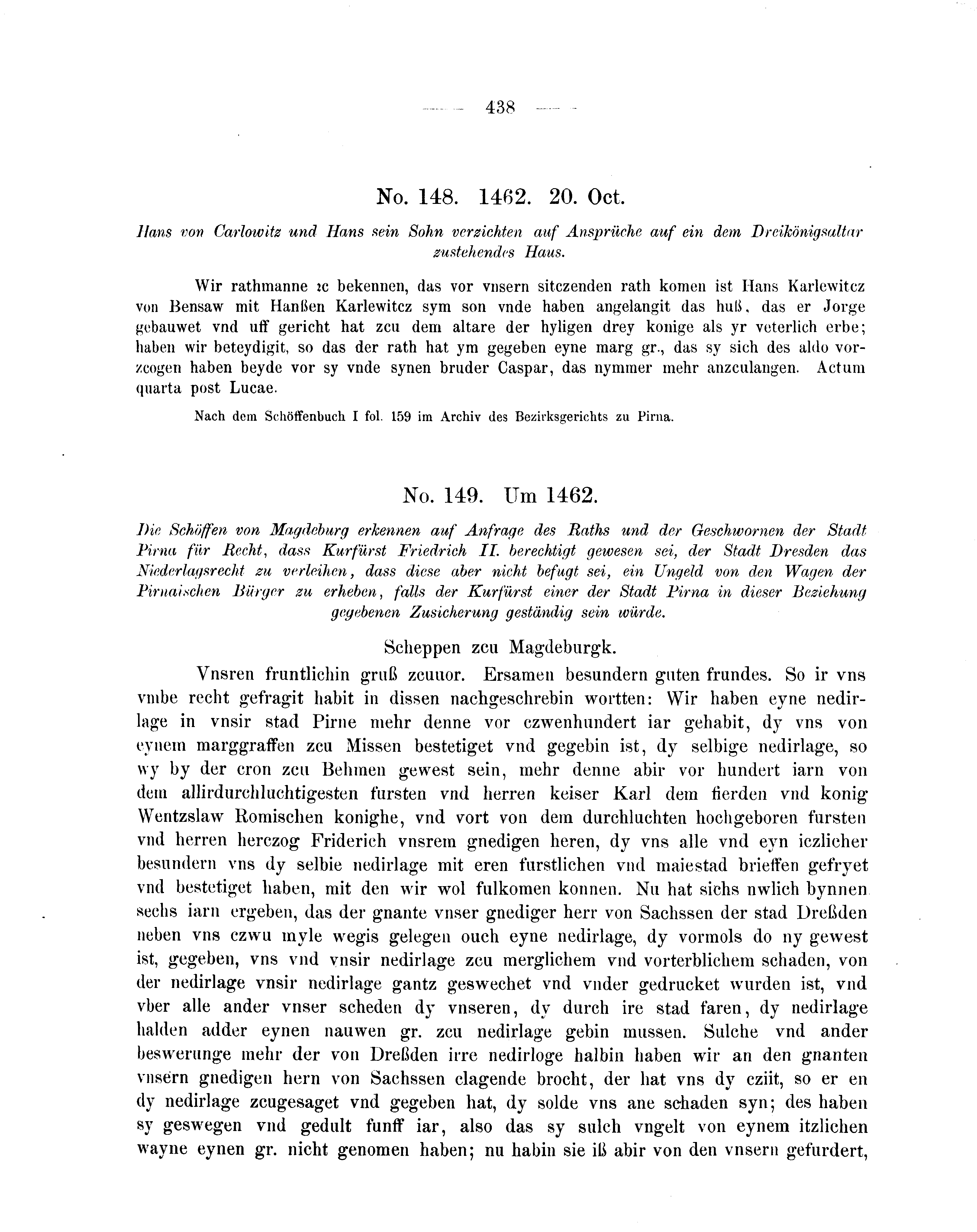 Historische Urkunde Seite 438 aus Band cds2_05