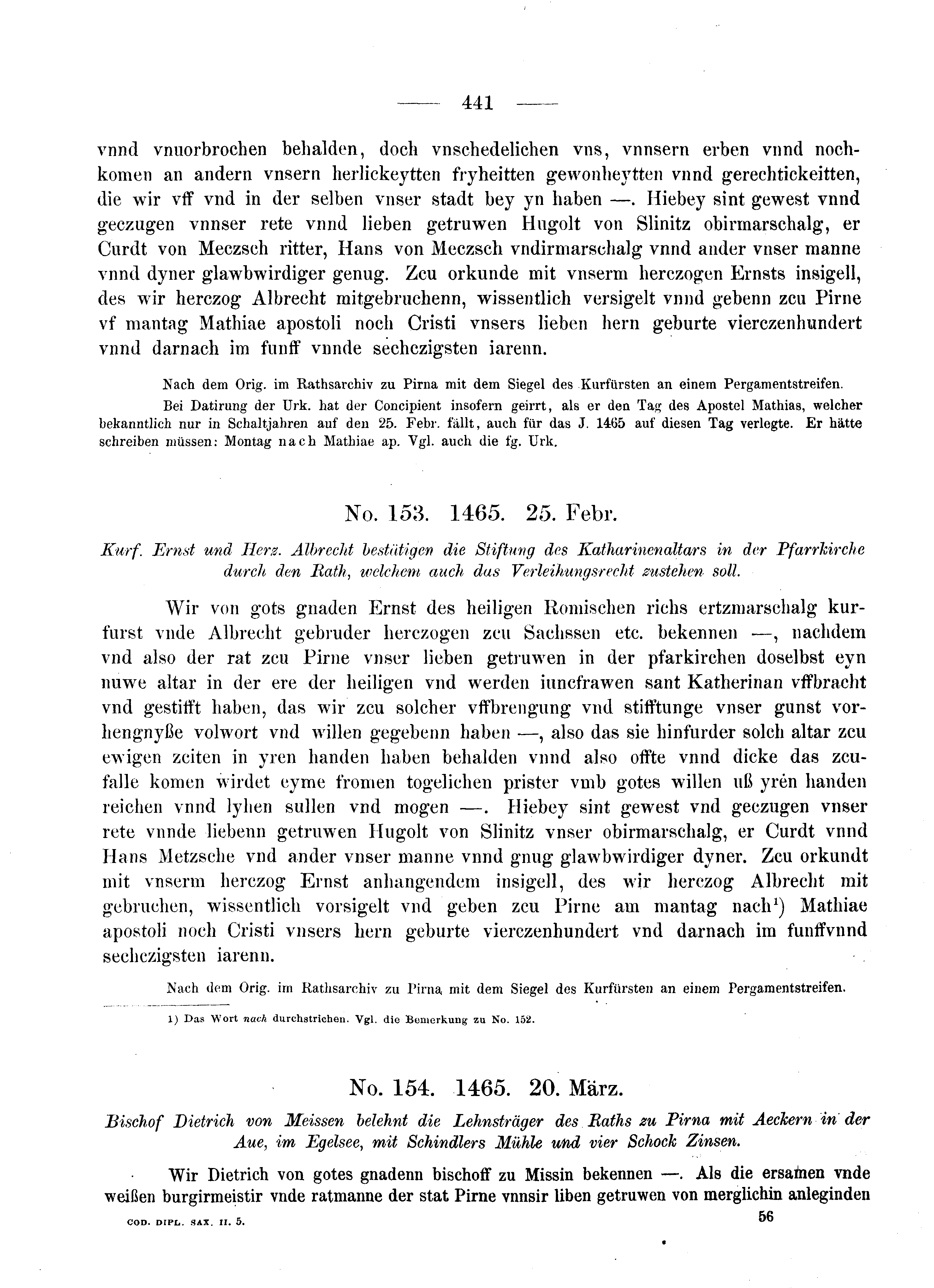 Historische Urkunde Seite 441 aus Band cds2_05