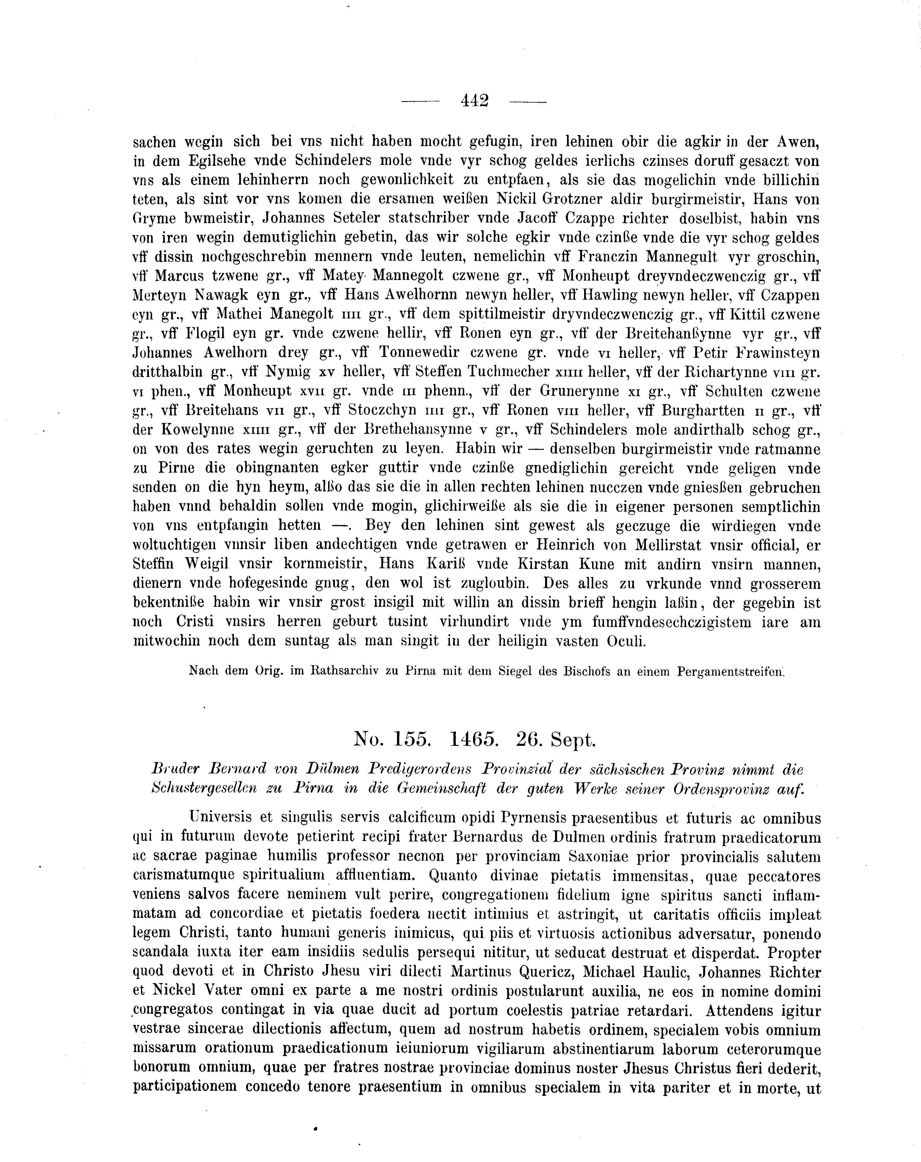 Historische Urkunde Seite 442 aus Band cds2_05