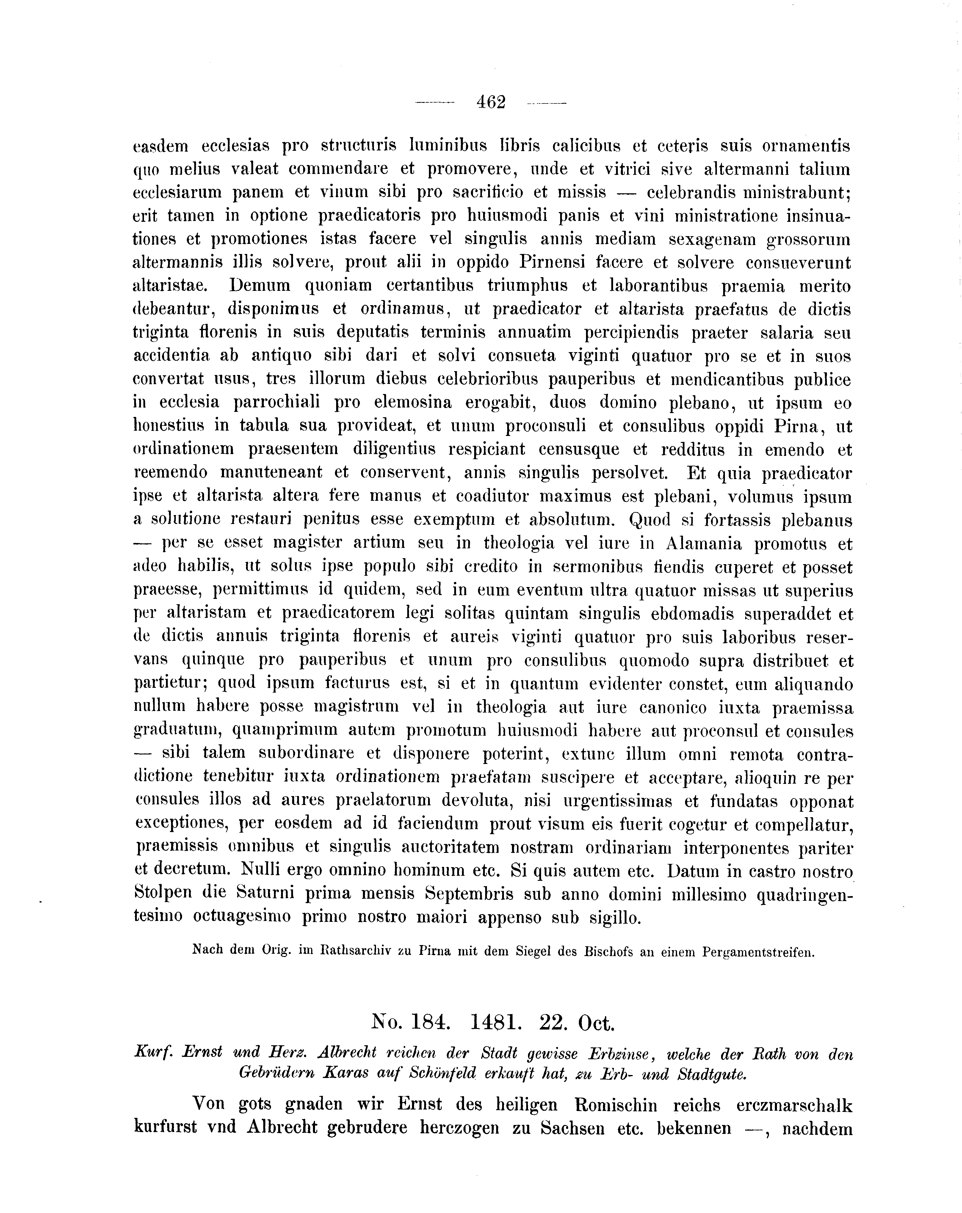 Historische Urkunde Seite 462 aus Band cds2_05