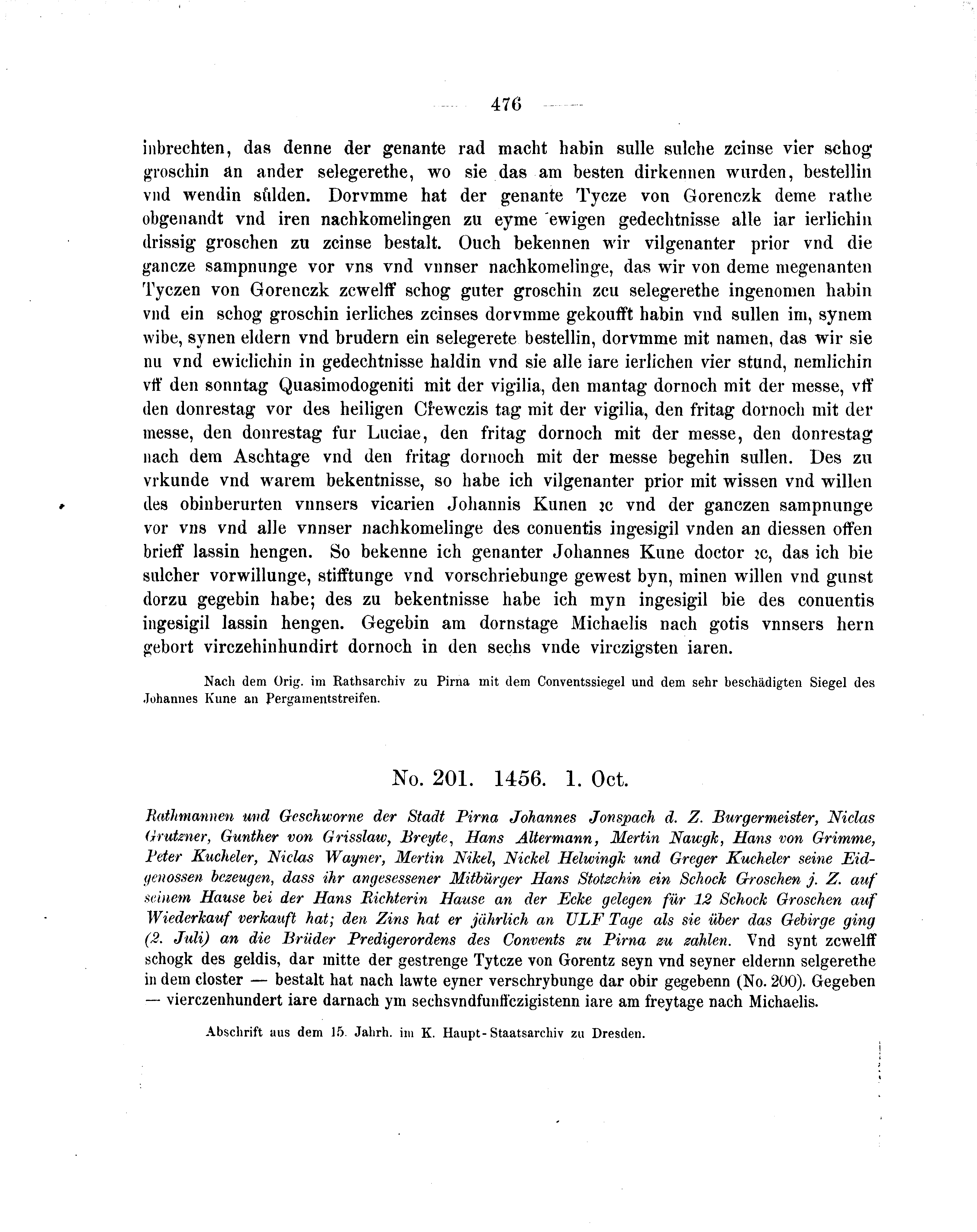Historische Urkunde Seite 476 aus Band cds2_05