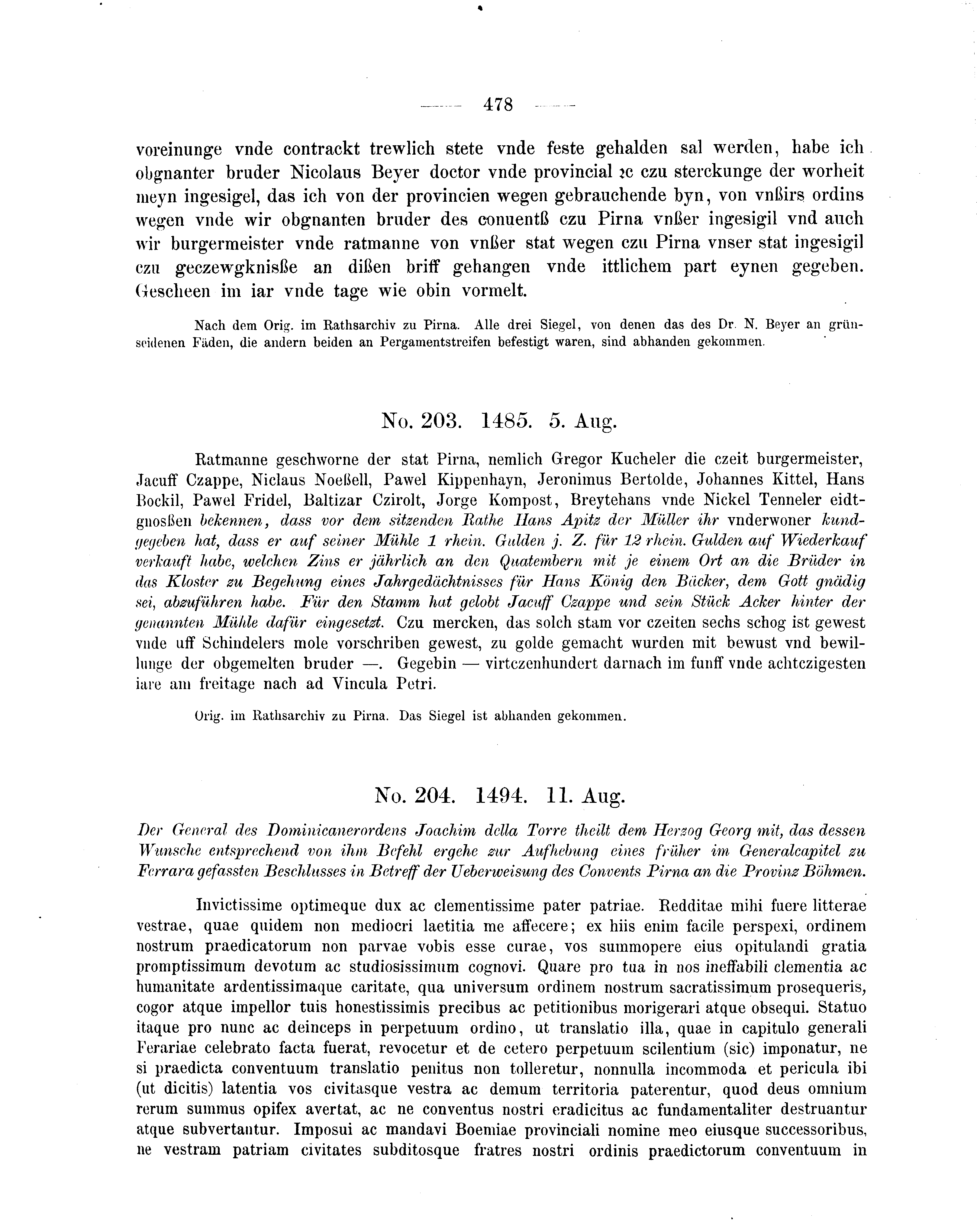 Historische Urkunde Seite 478 aus Band cds2_05