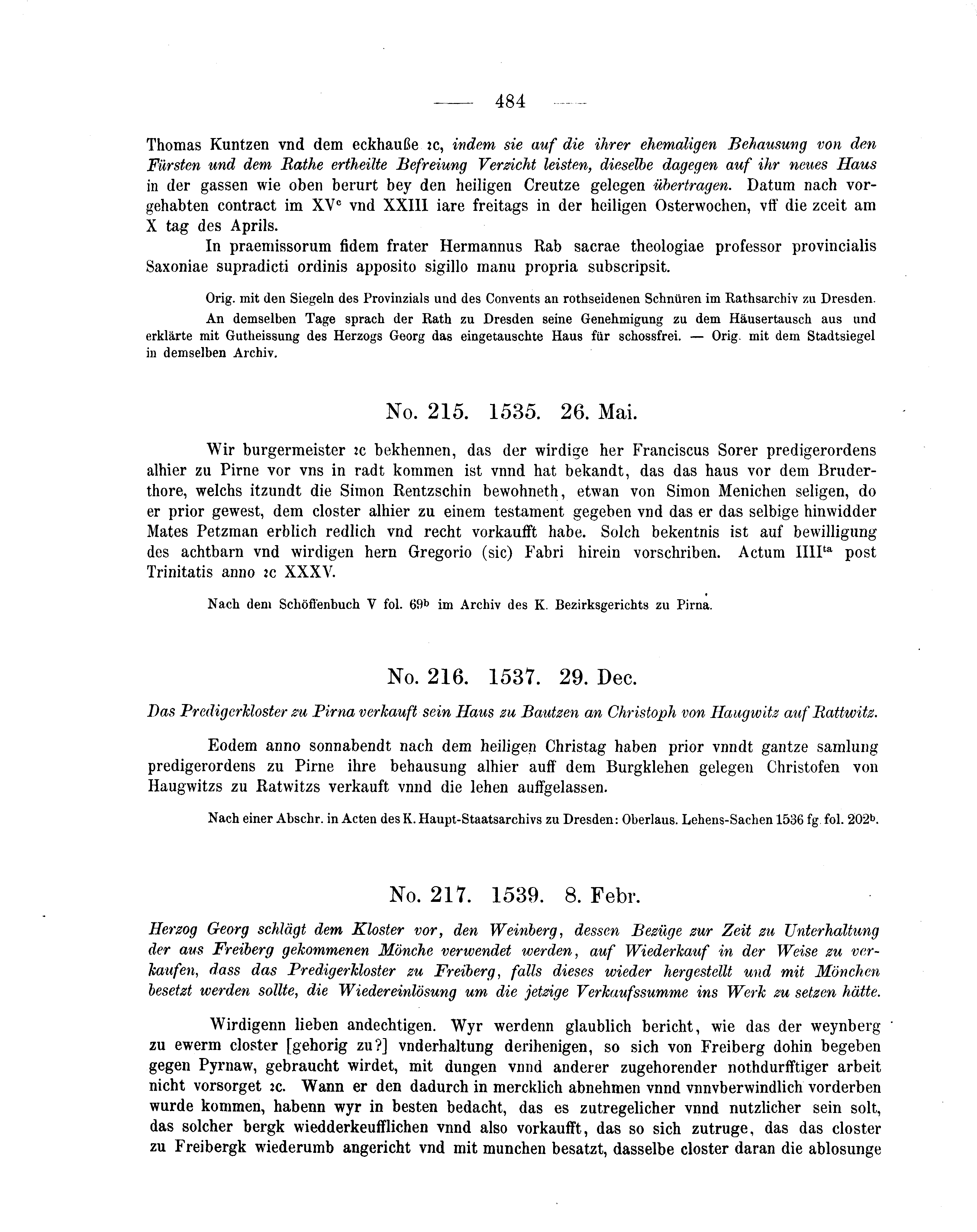 Historische Urkunde Seite 484 aus Band cds2_05