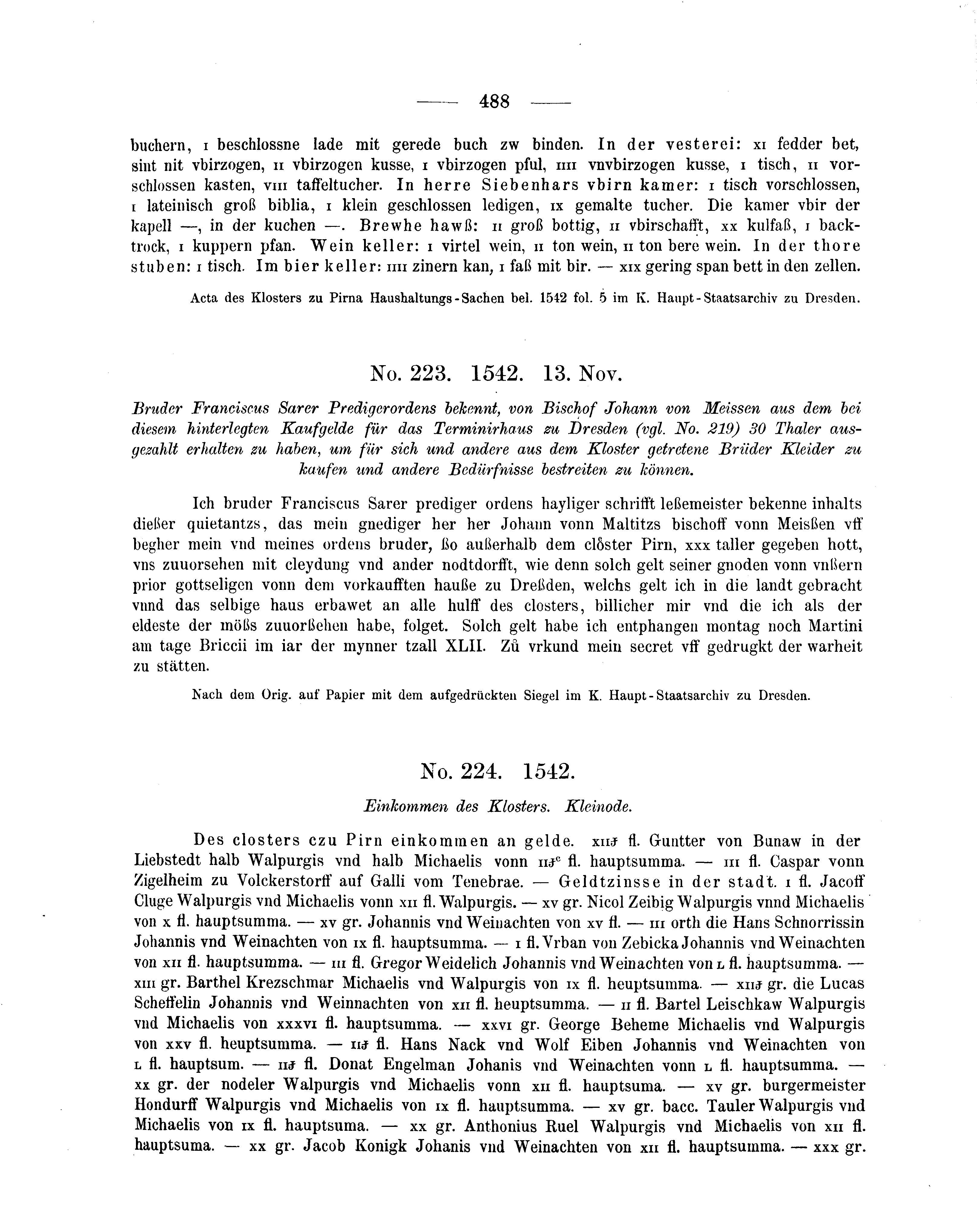 Historische Urkunde Seite 488 aus Band cds2_05