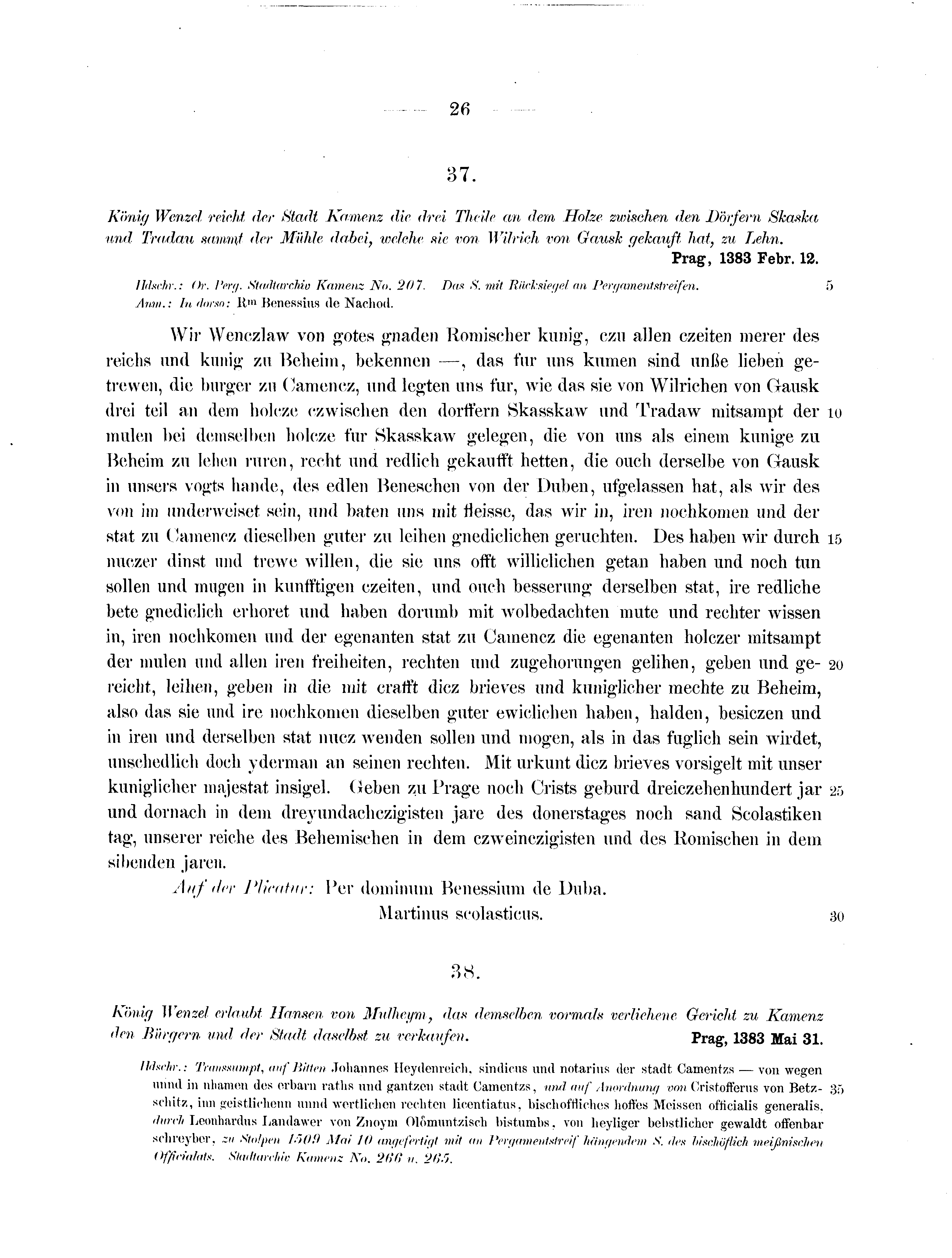 Historische Urkunde Seite 26 aus Band cds2_07