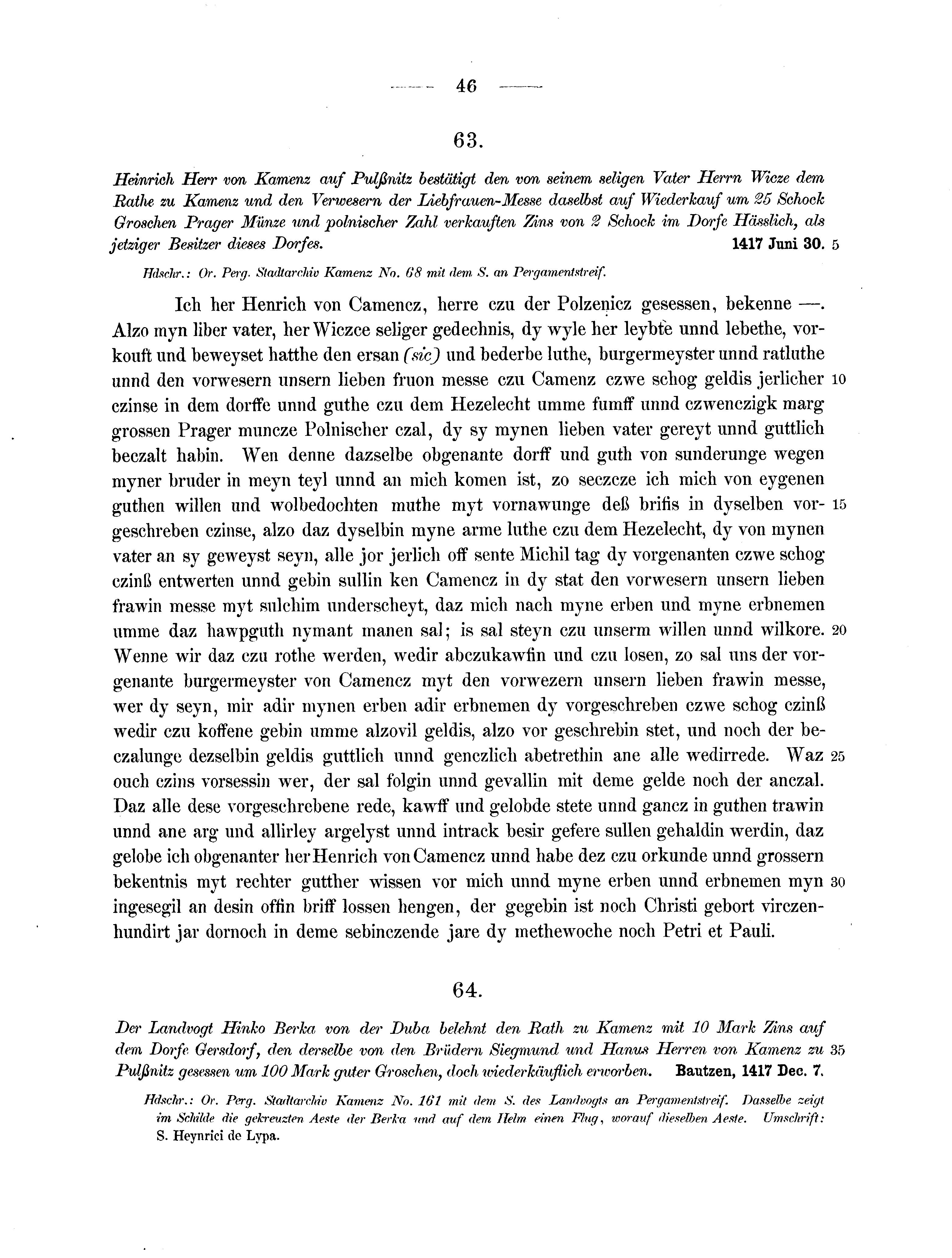 Historische Urkunde Seite 46 aus Band cds2_07