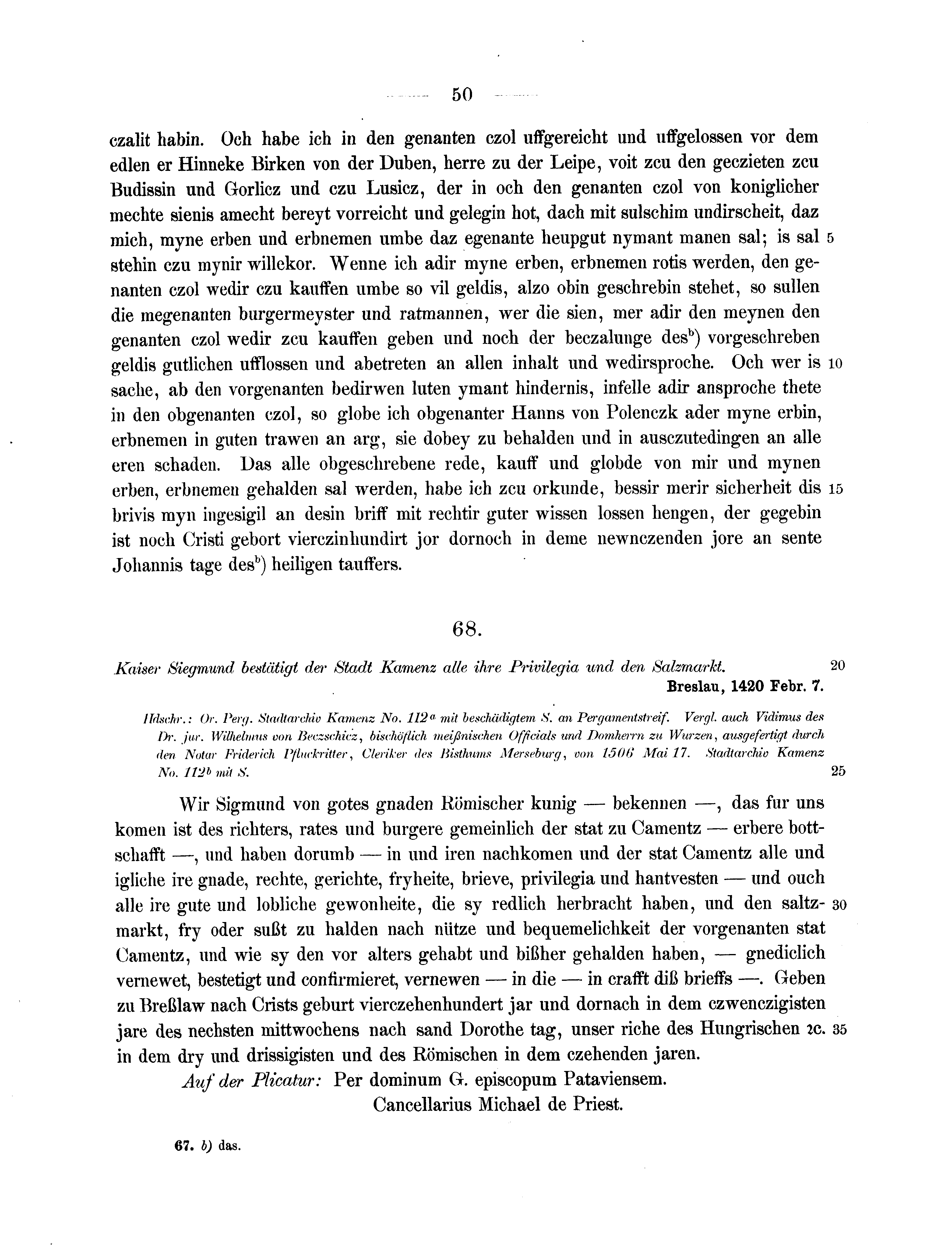 Historische Urkunde Seite 50 aus Band cds2_07