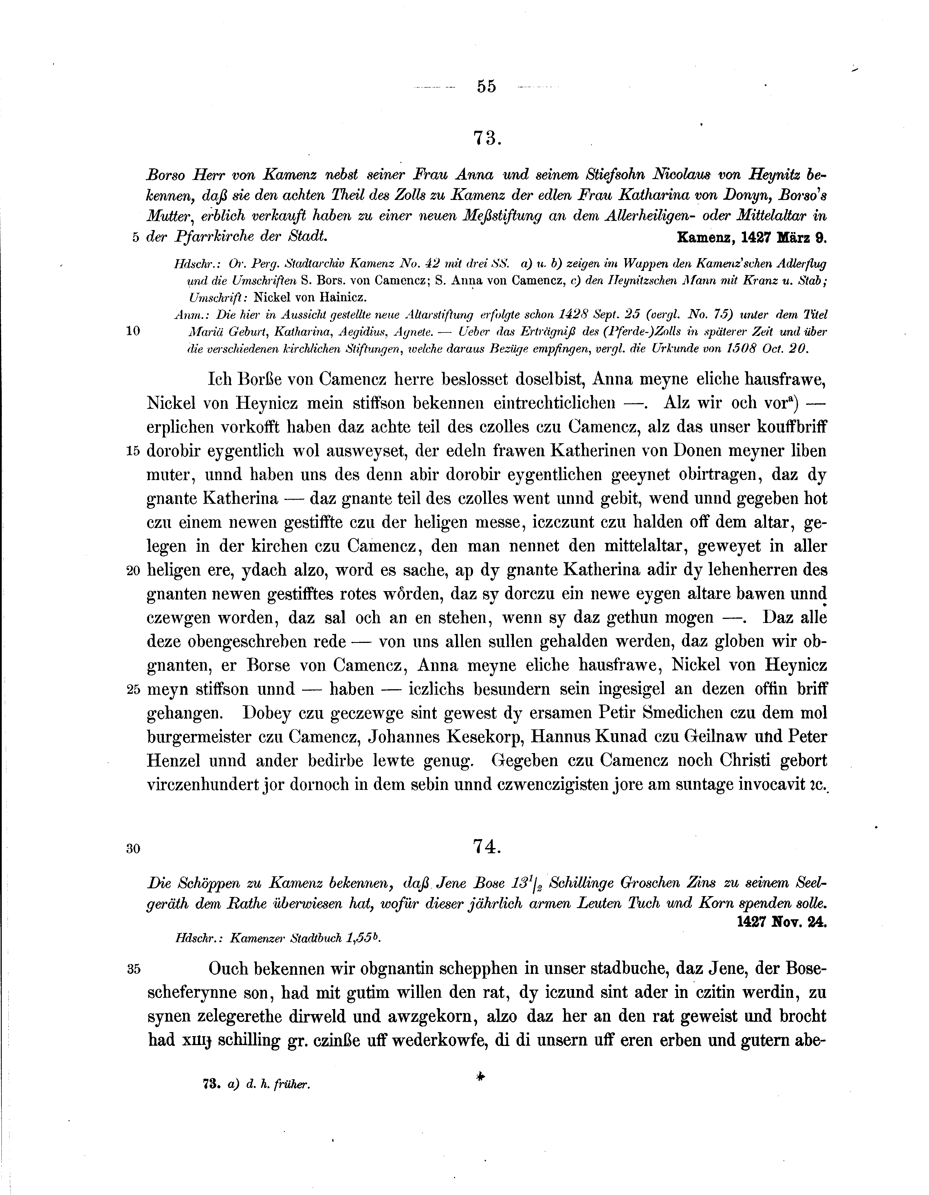 Historische Urkunde Seite 55 aus Band cds2_07