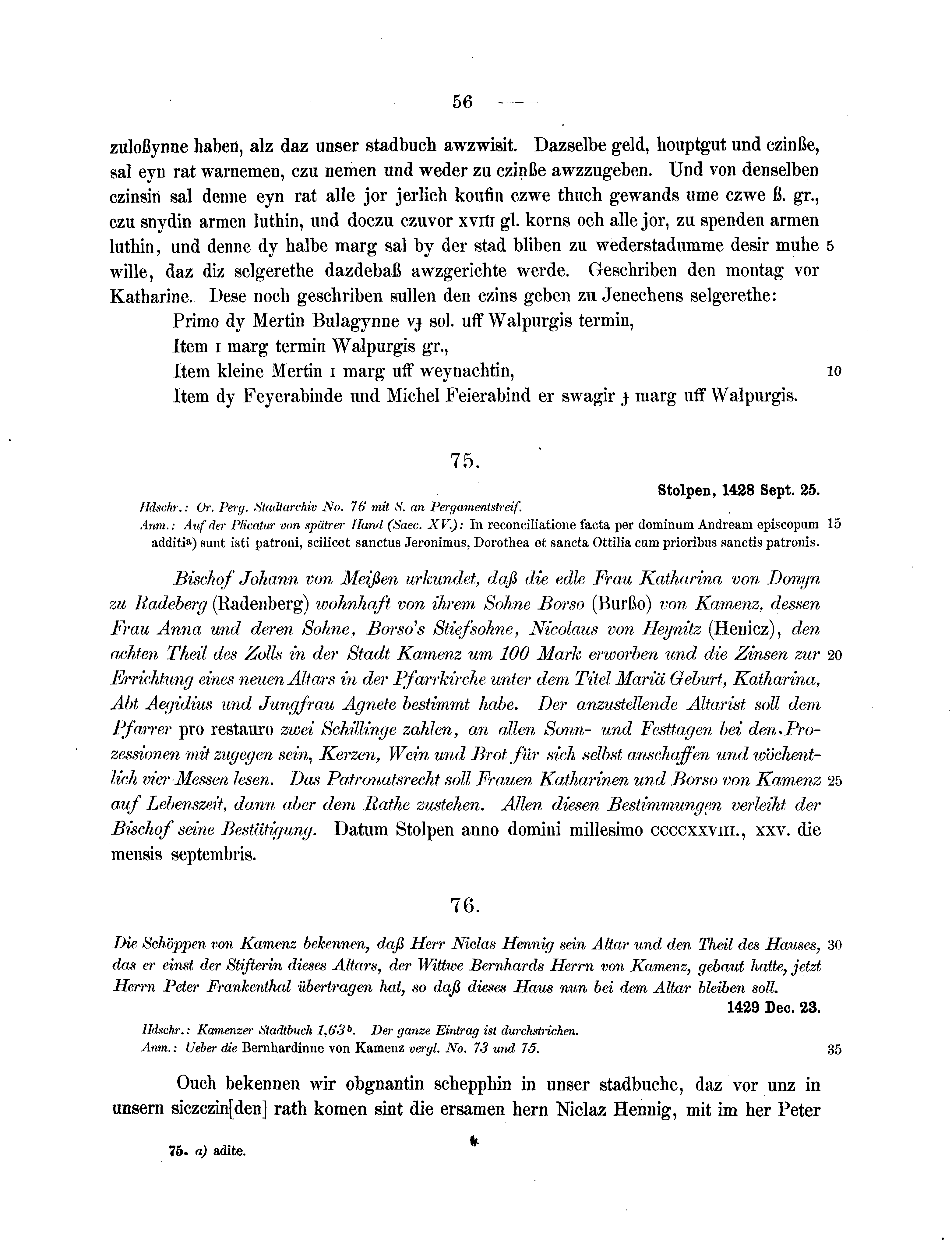 Historische Urkunde Seite 56 aus Band cds2_07