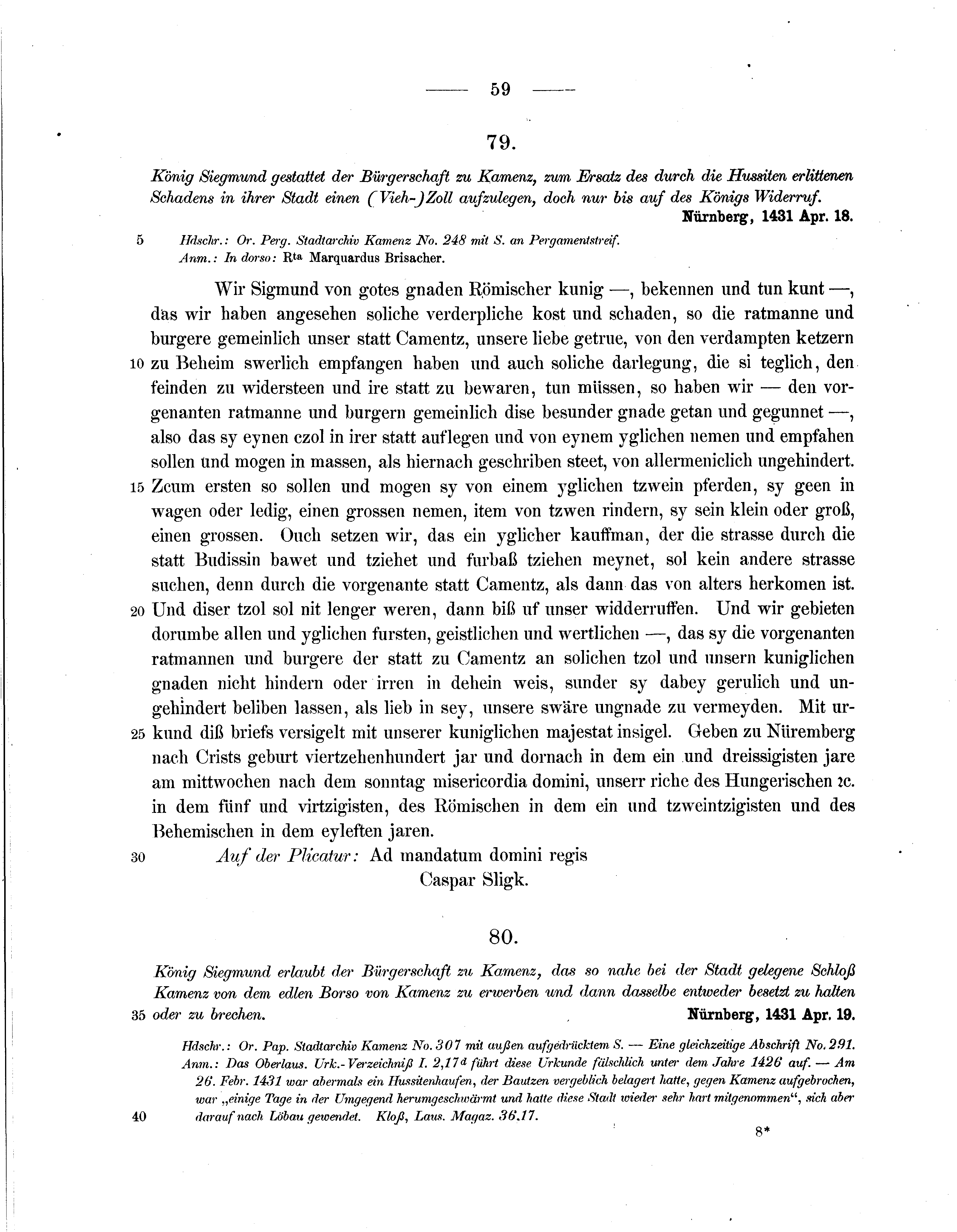 Historische Urkunde Seite 59 aus Band cds2_07