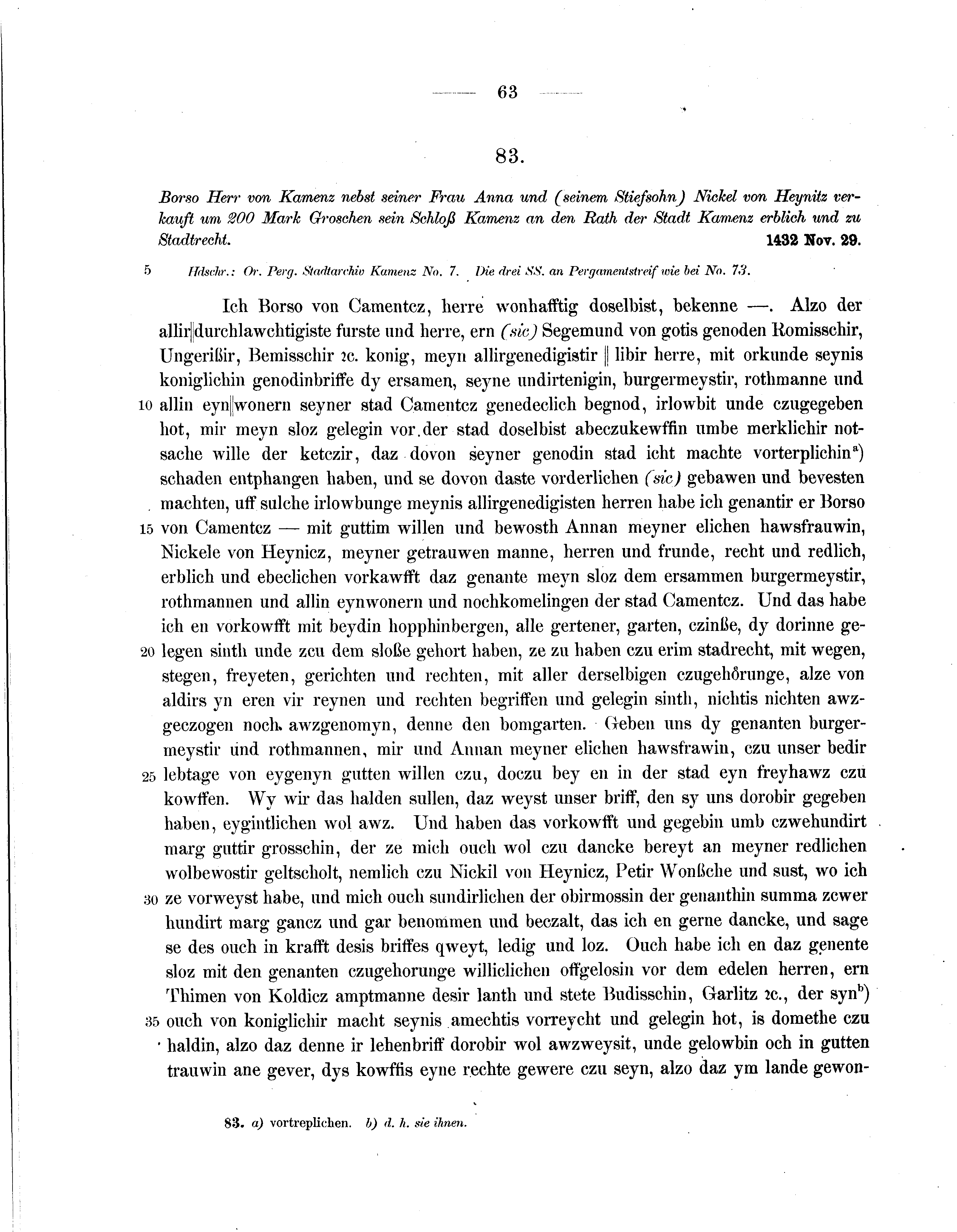 Historische Urkunde Seite 63 aus Band cds2_07