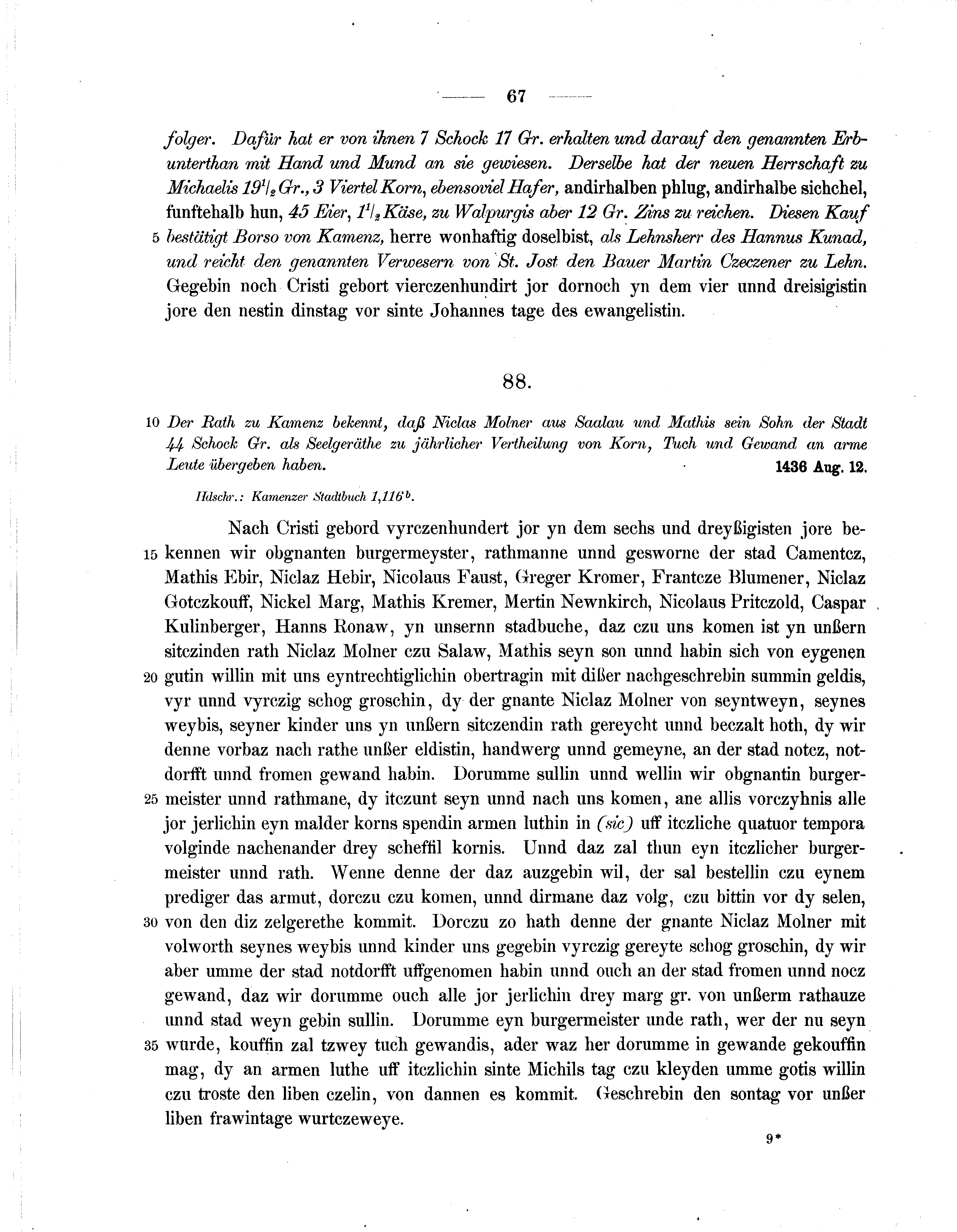 Historische Urkunde Seite 67 aus Band cds2_07