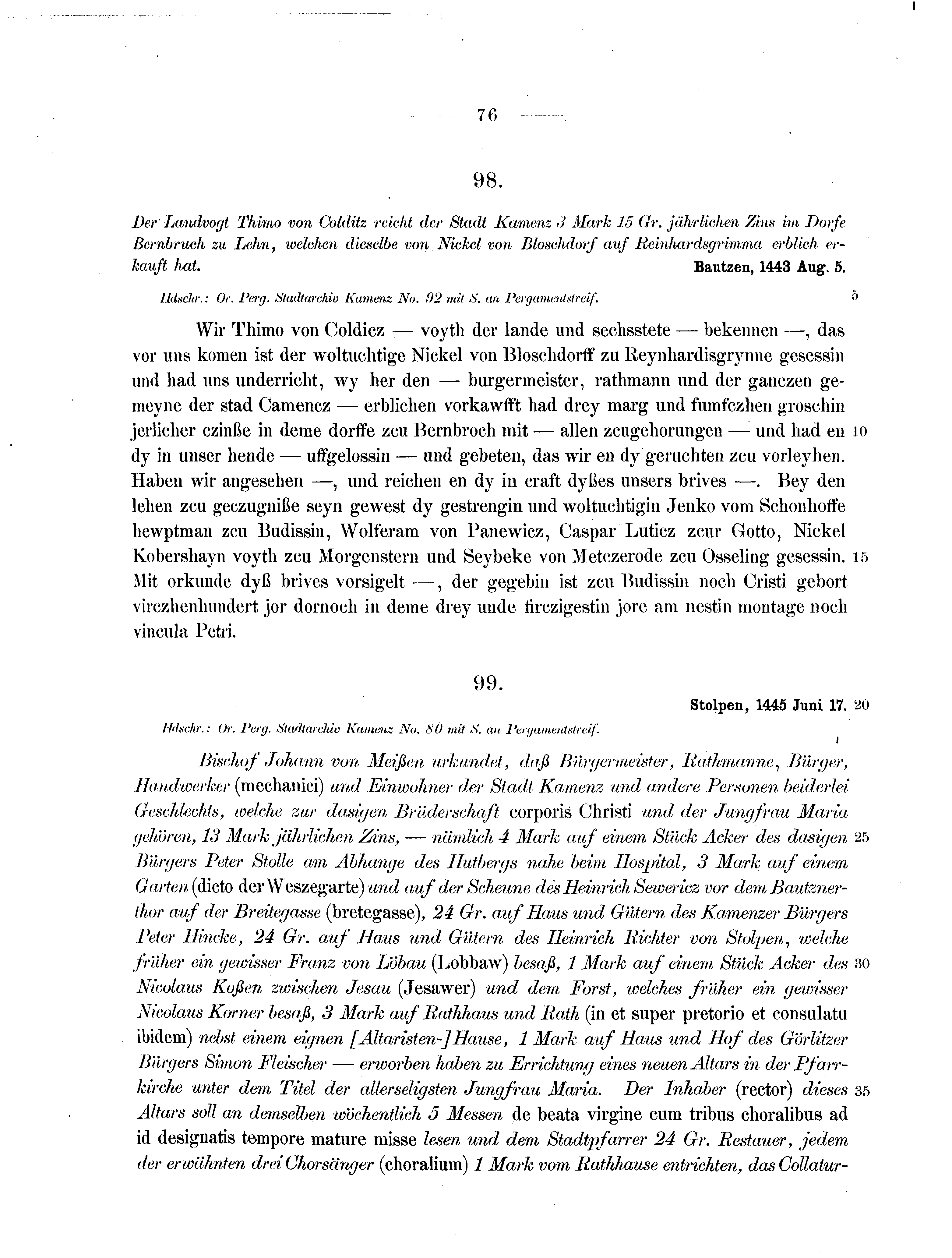 Historische Urkunde Seite 76 aus Band cds2_07