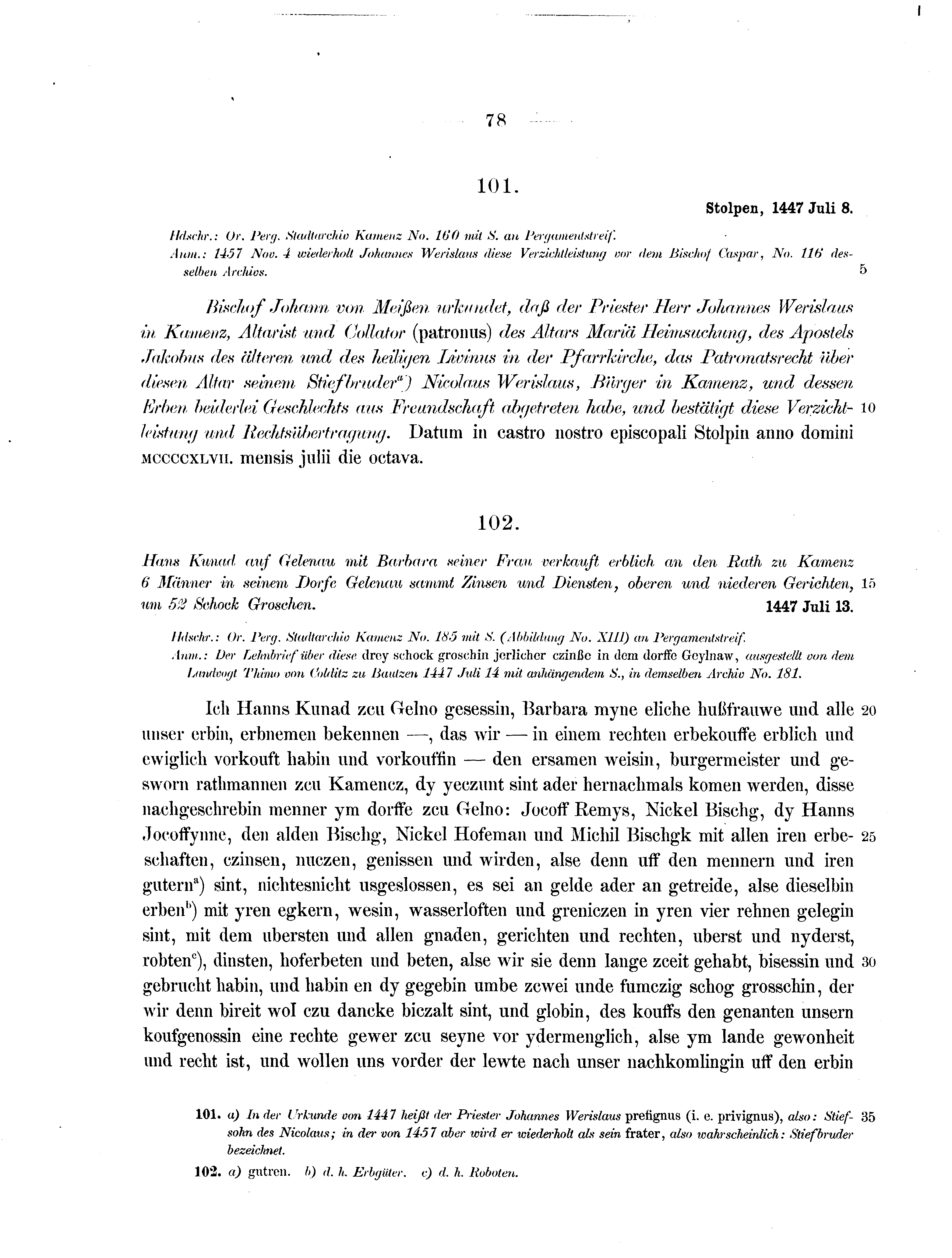 Historische Urkunde Seite 78 aus Band cds2_07