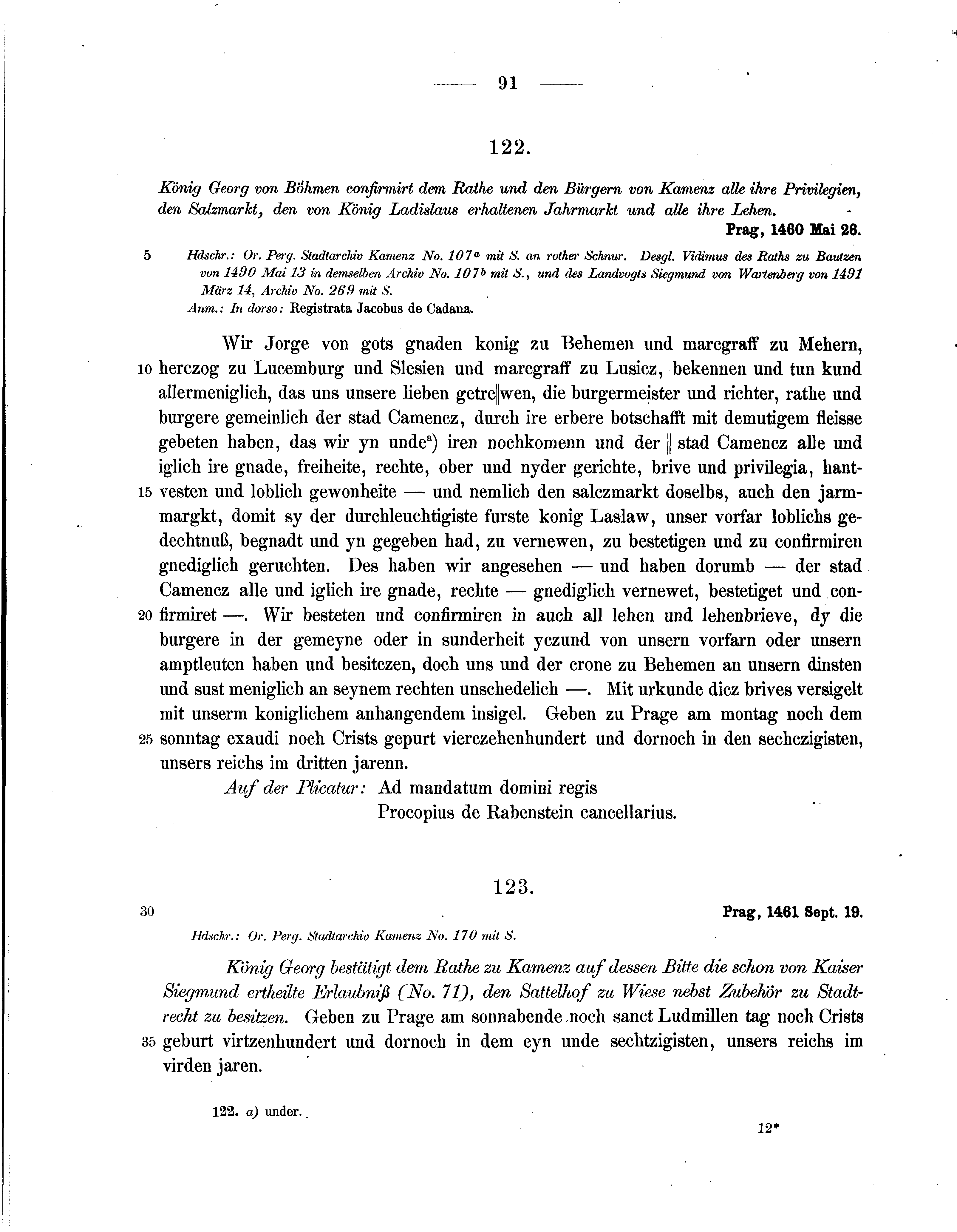 Historische Urkunde Seite 91 aus Band cds2_07