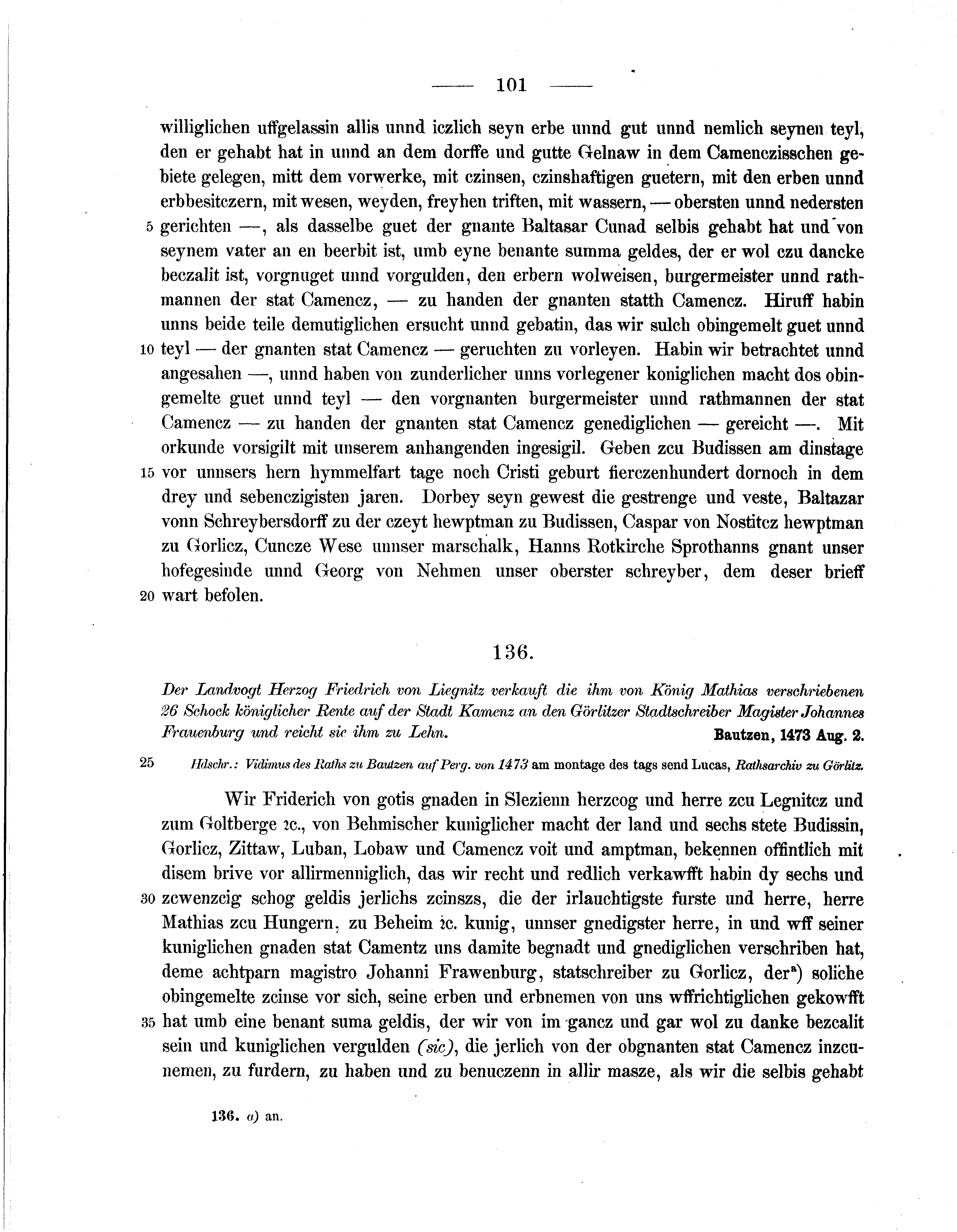 Historische Urkunde Seite 101 aus Band cds2_07