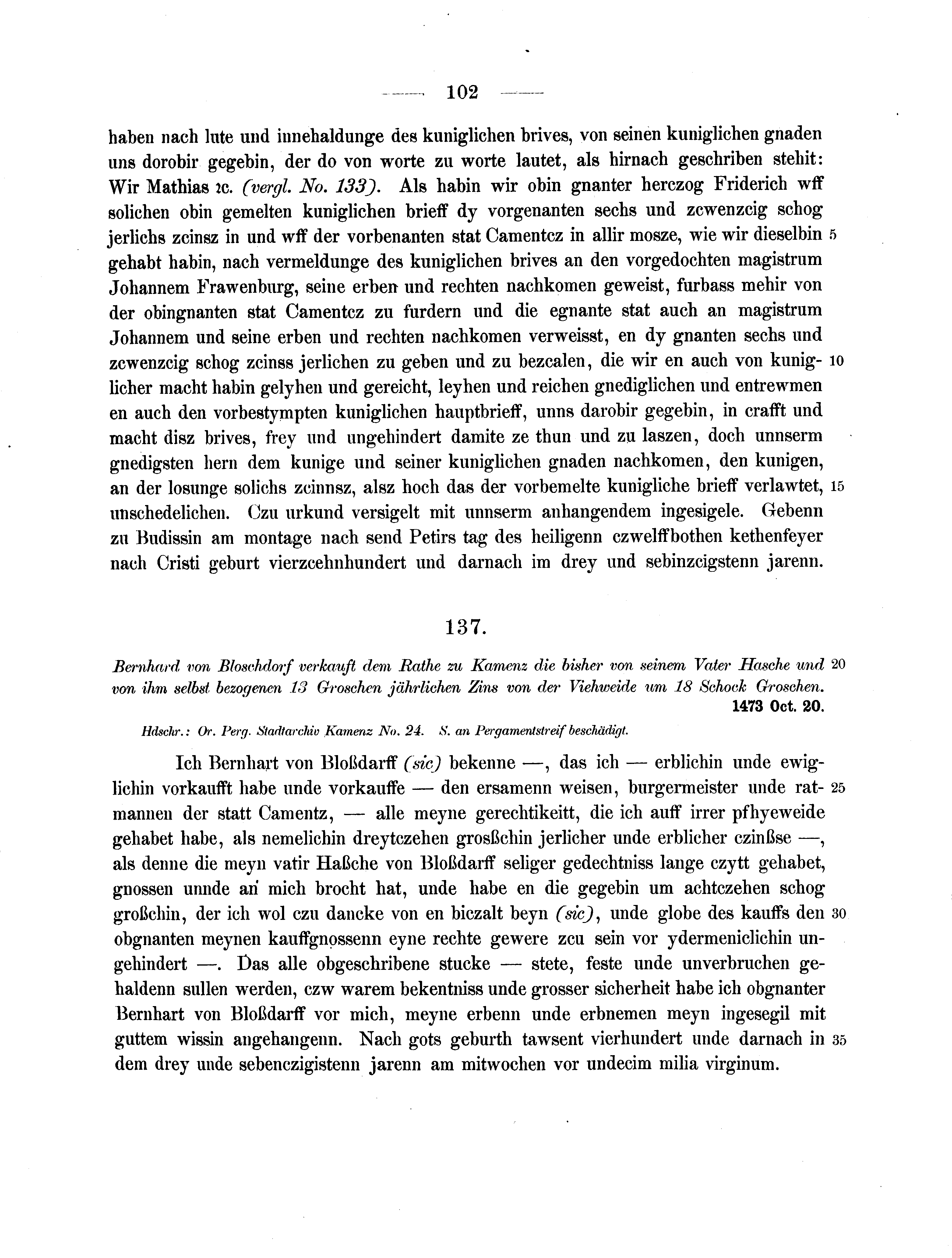 Historische Urkunde Seite 102 aus Band cds2_07