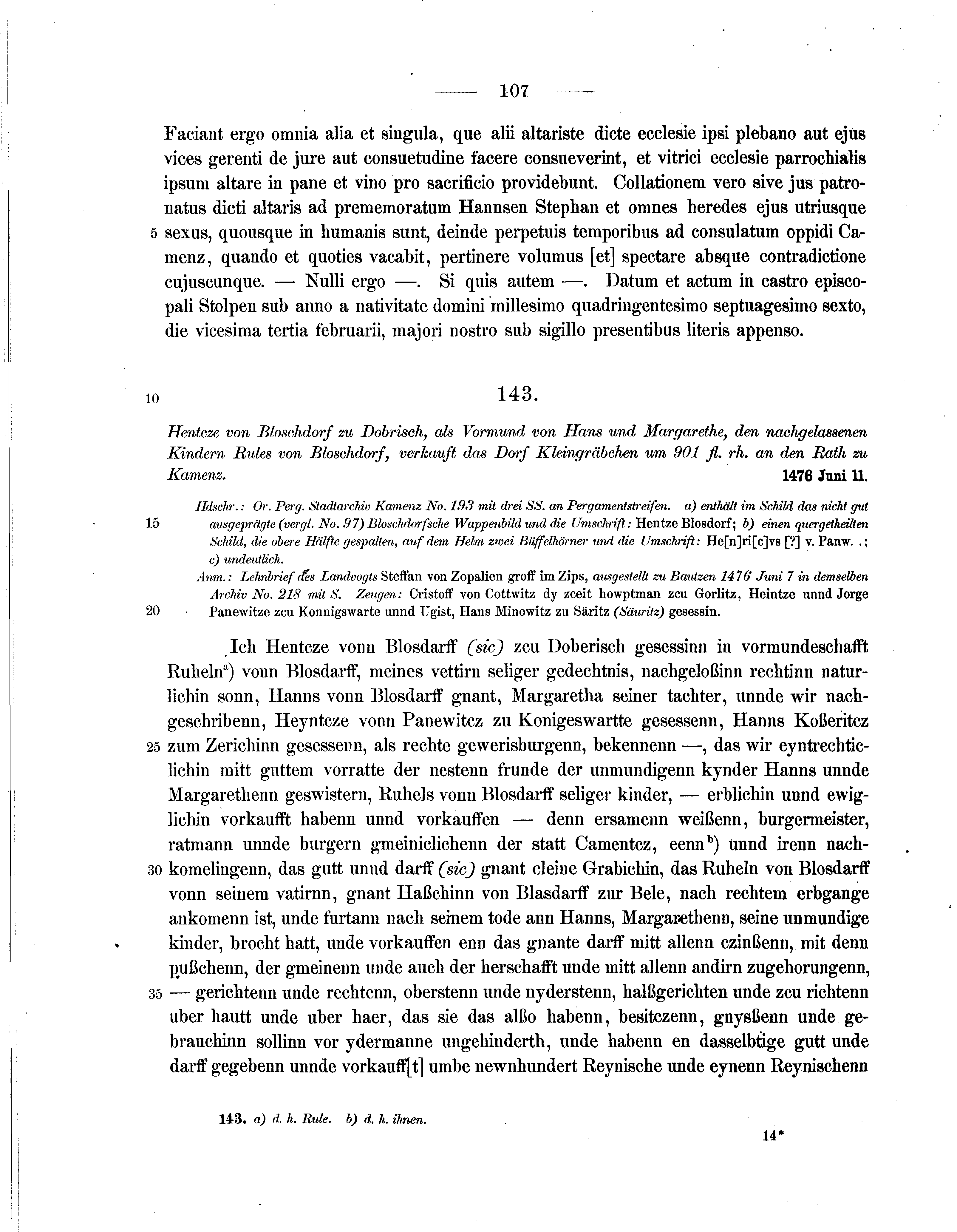 Historische Urkunde Seite 107 aus Band cds2_07