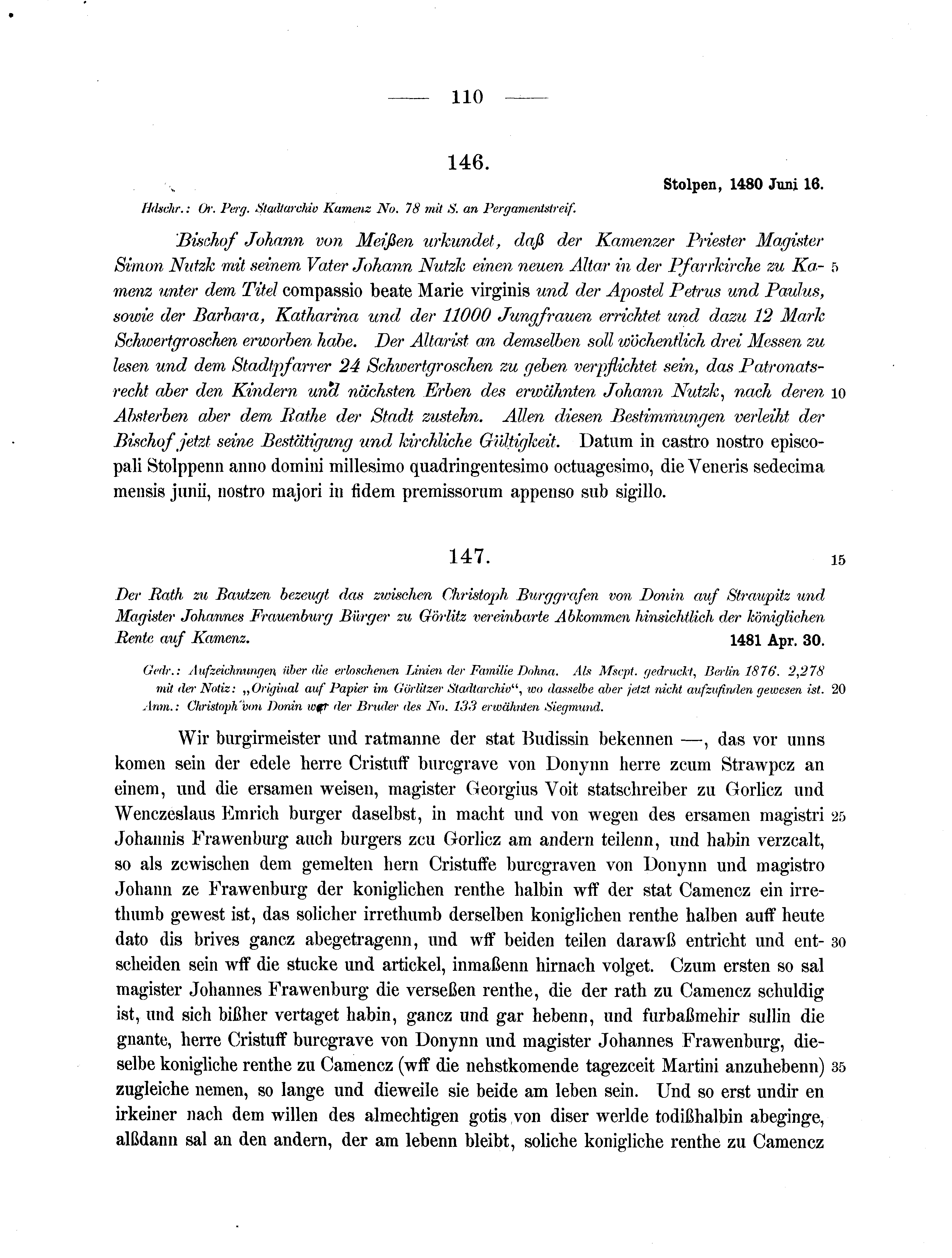 Historische Urkunde Seite 110 aus Band cds2_07