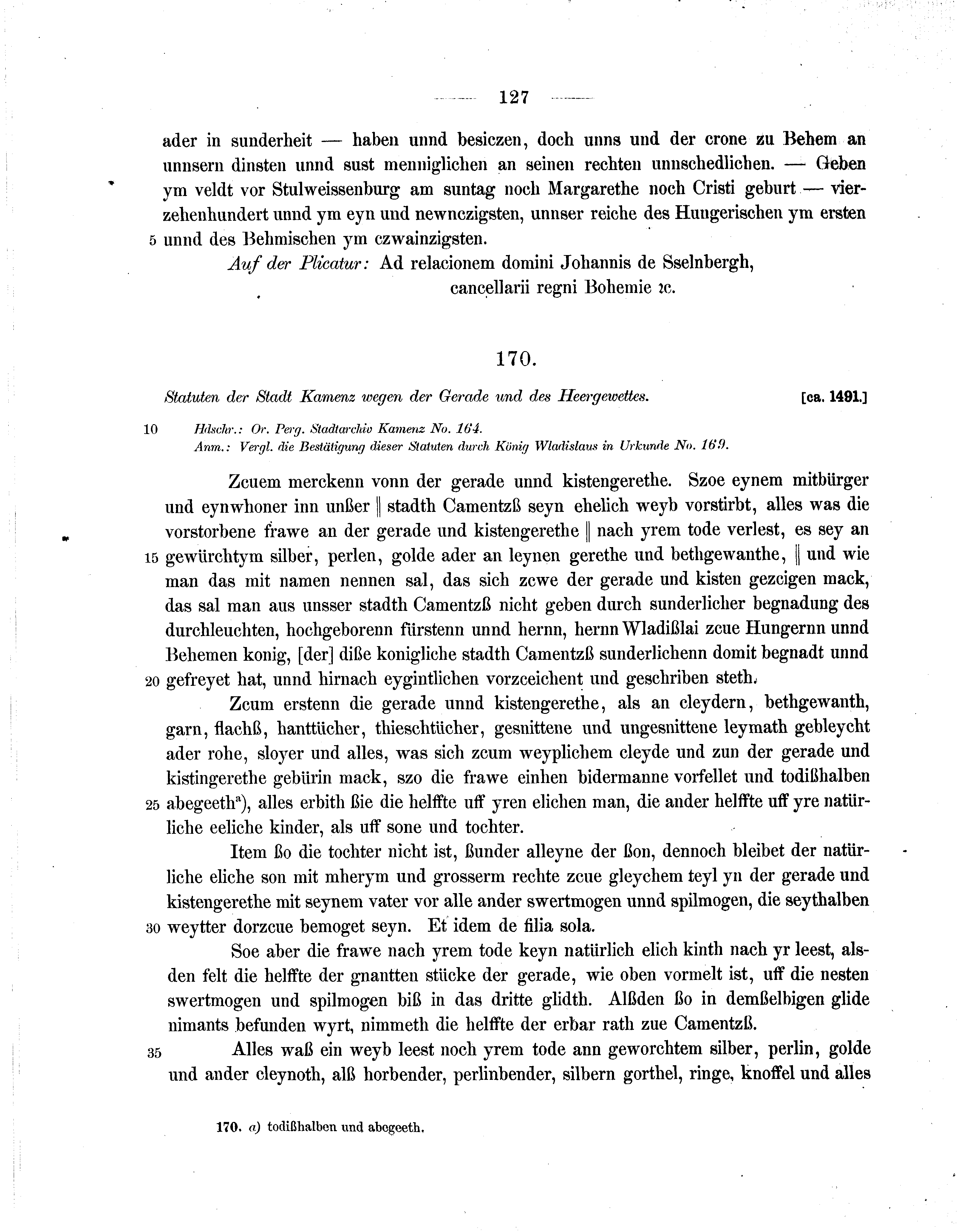 Historische Urkunde Seite 127 aus Band cds2_07