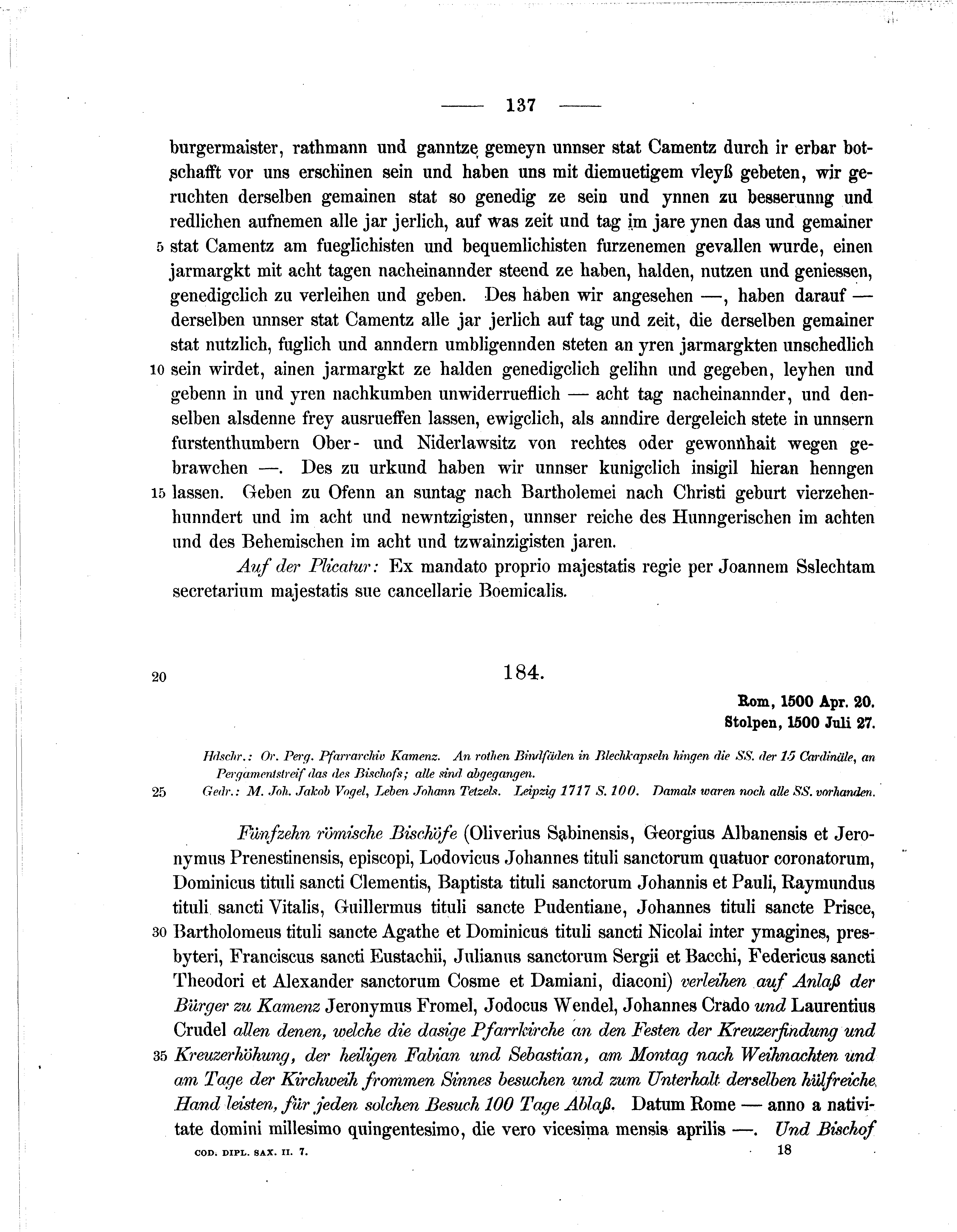 Historische Urkunde Seite 137 aus Band cds2_07