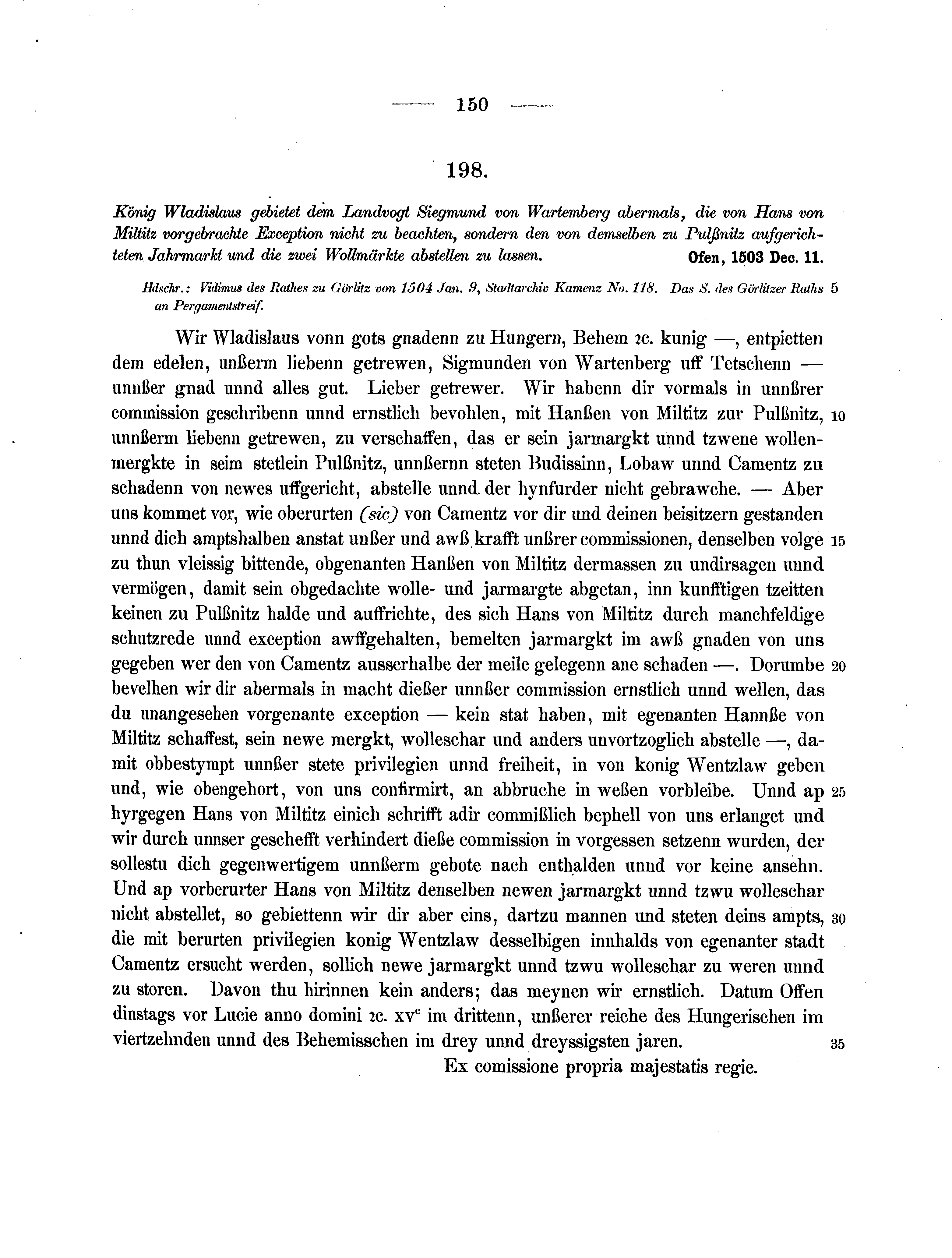 Historische Urkunde Seite 150 aus Band cds2_07