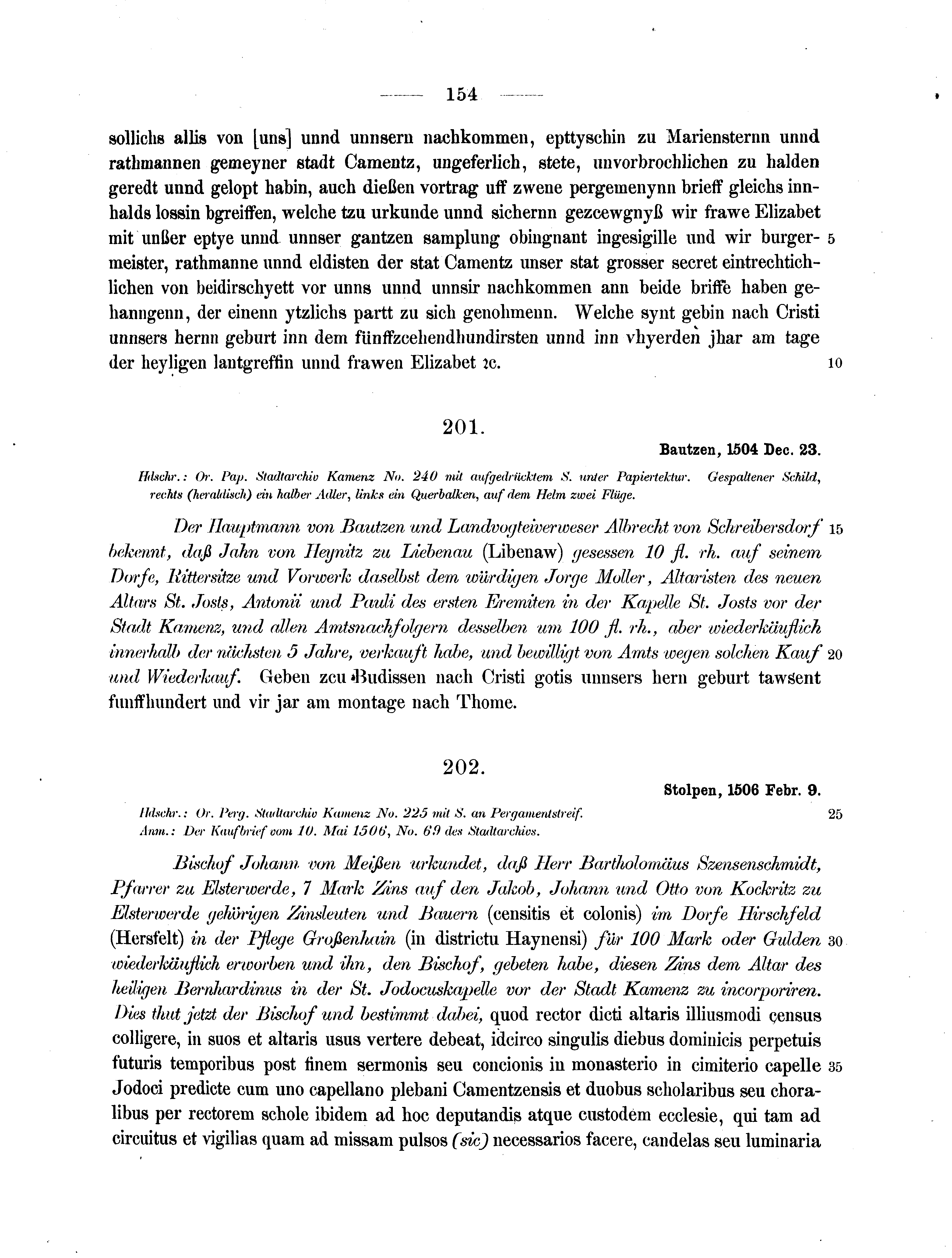 Historische Urkunde Seite 154 aus Band cds2_07