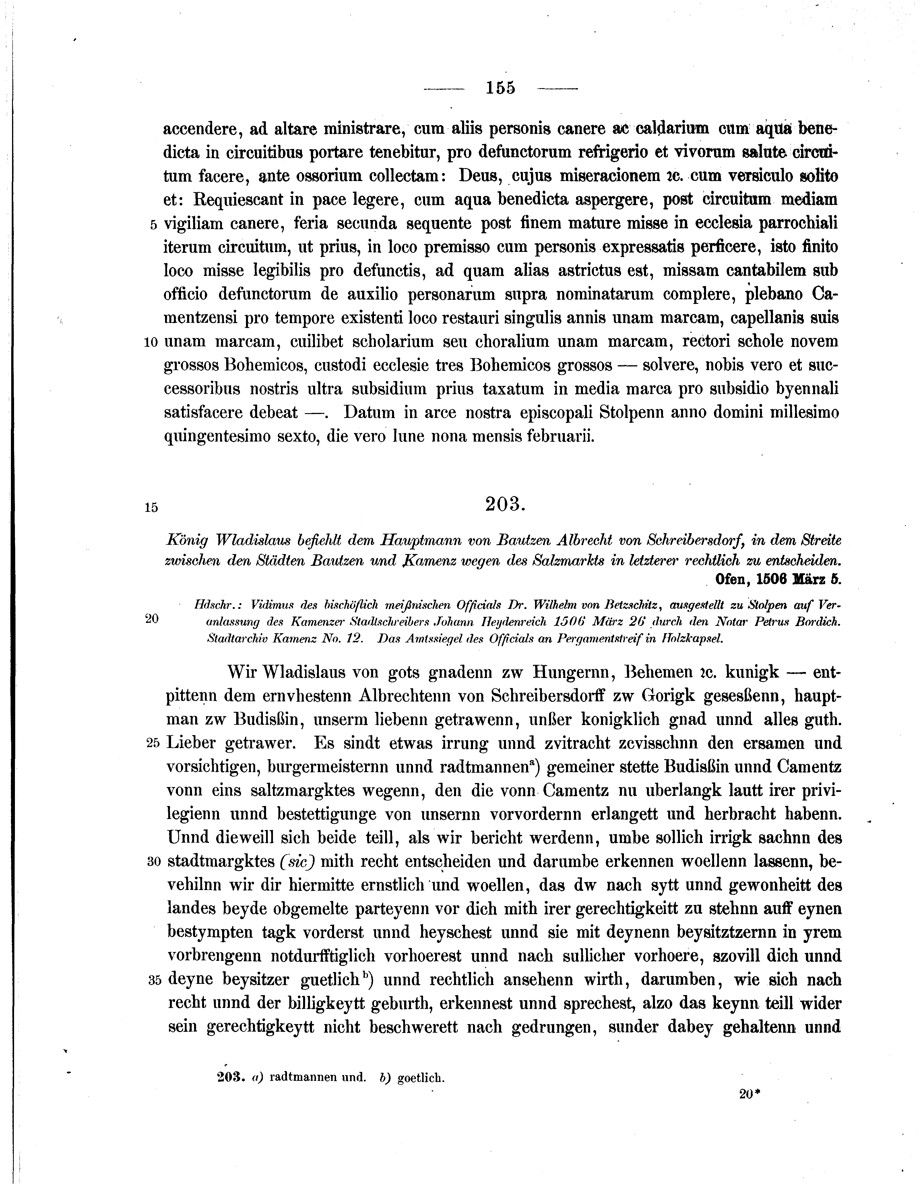 Historische Urkunde Seite 155 aus Band cds2_07